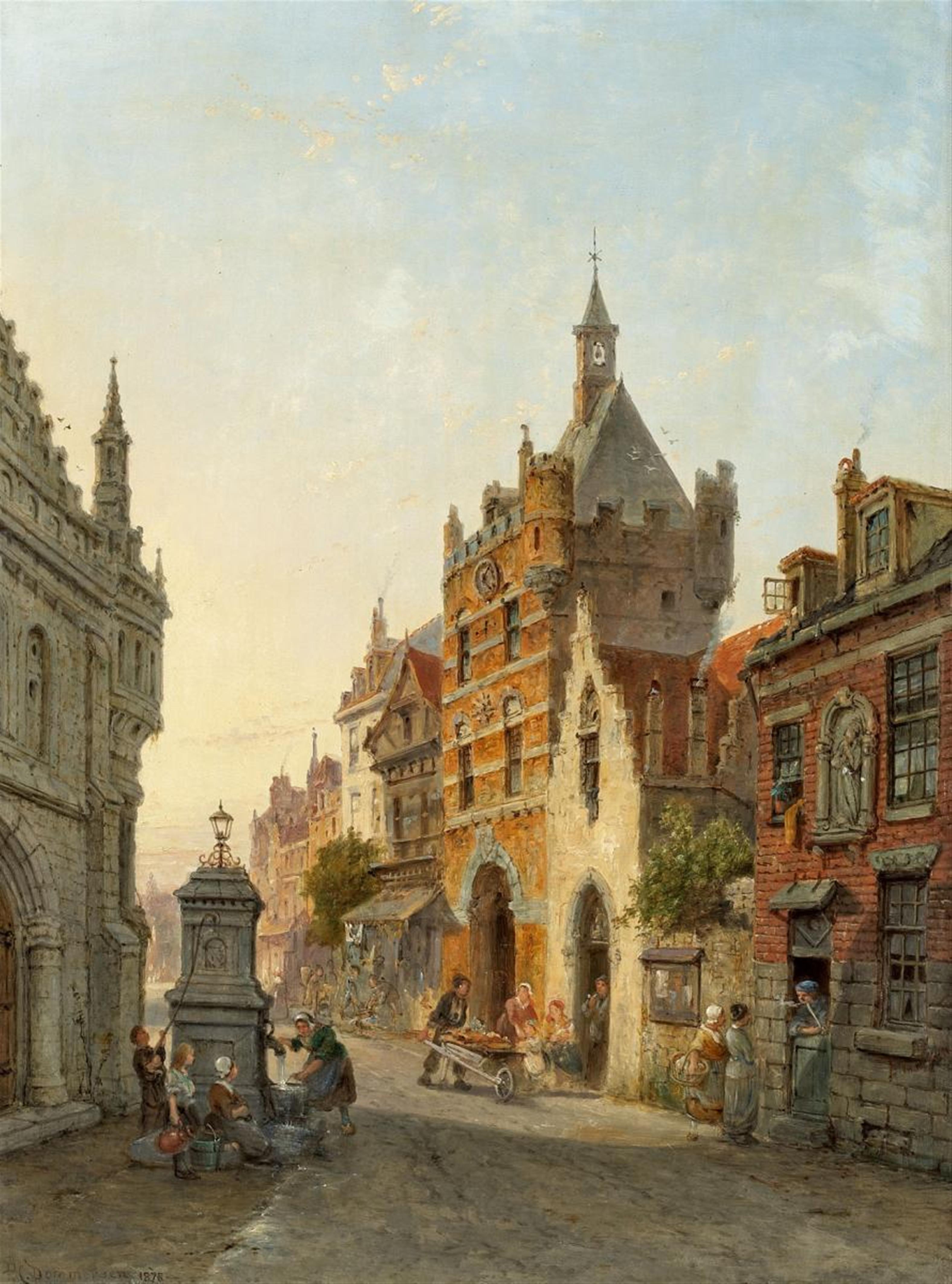 Pieter Cornelis Dommersen - A STREET IN A NETHERLANDISH TOWN (NIJMEGEN?) - image-1
