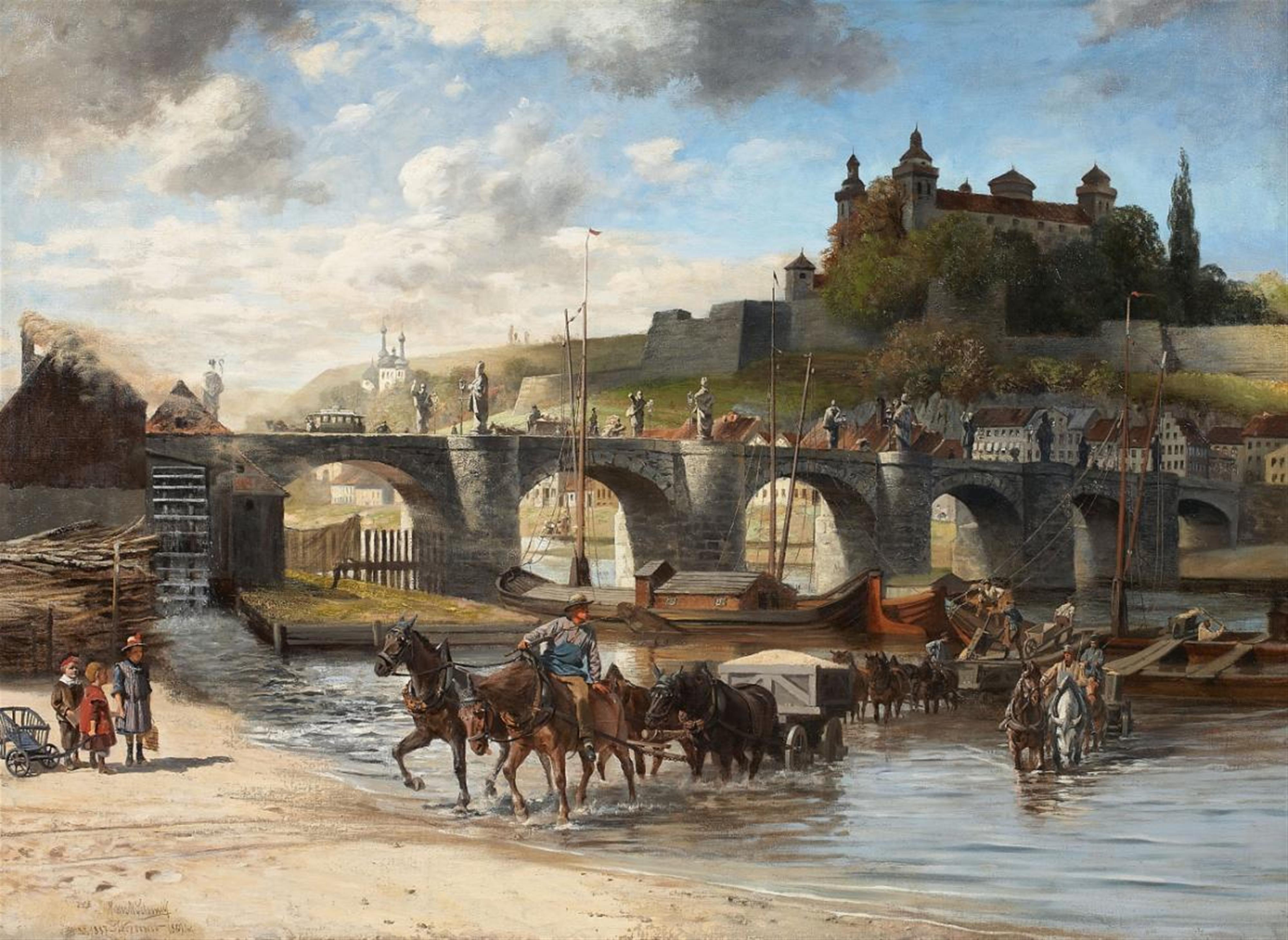 Hans W. Schmidt - VIEW OF WÜRZBURG WITH OLD MAIN BRIDGE AND FORTRESS MARIENBURG - image-1