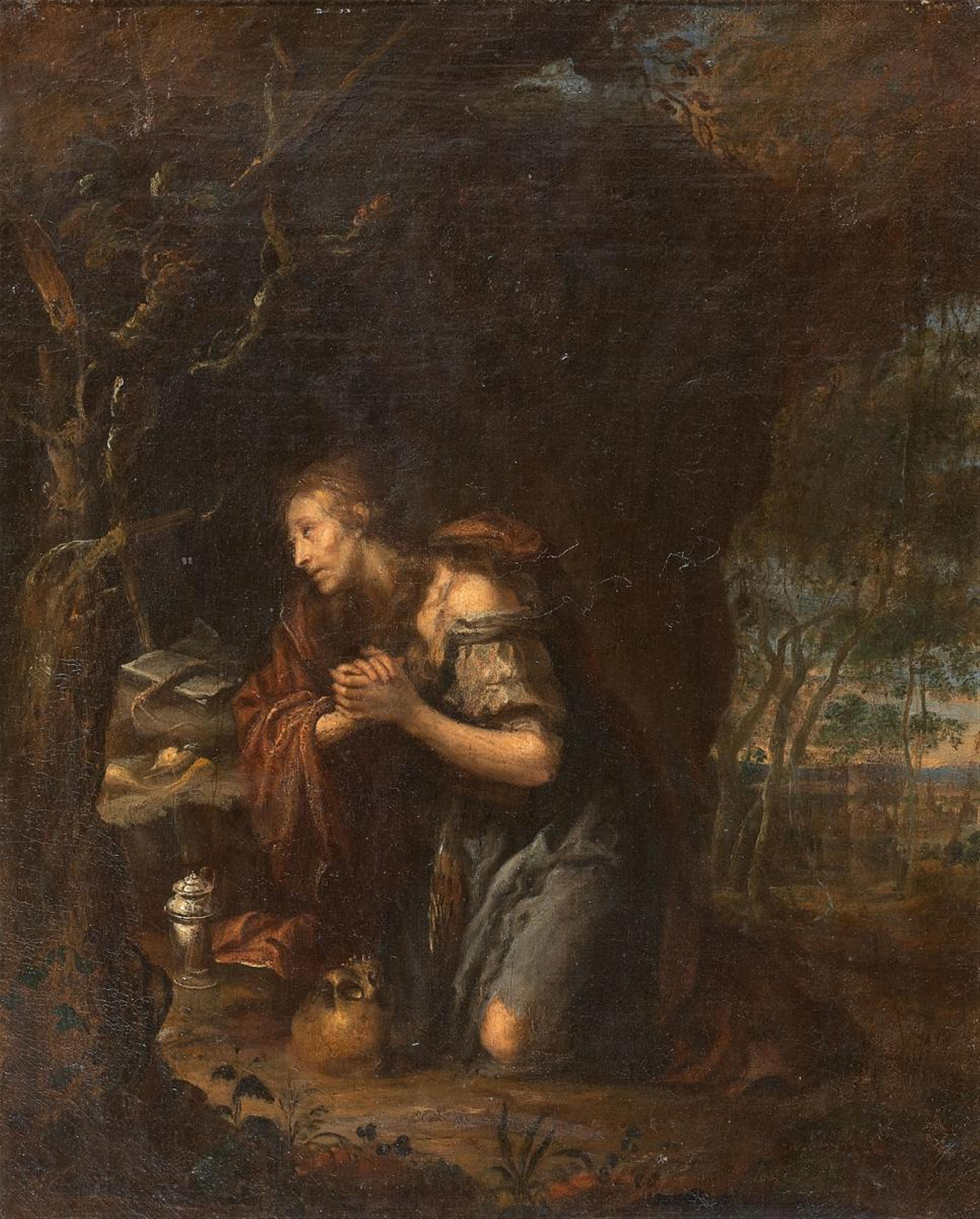 German or Bohemian Master of the 18th century - A PAIR OF PAINTINGS OF ST. FRANCIS WITH AN ANGEL AND MARY MAGDALEN - image-2