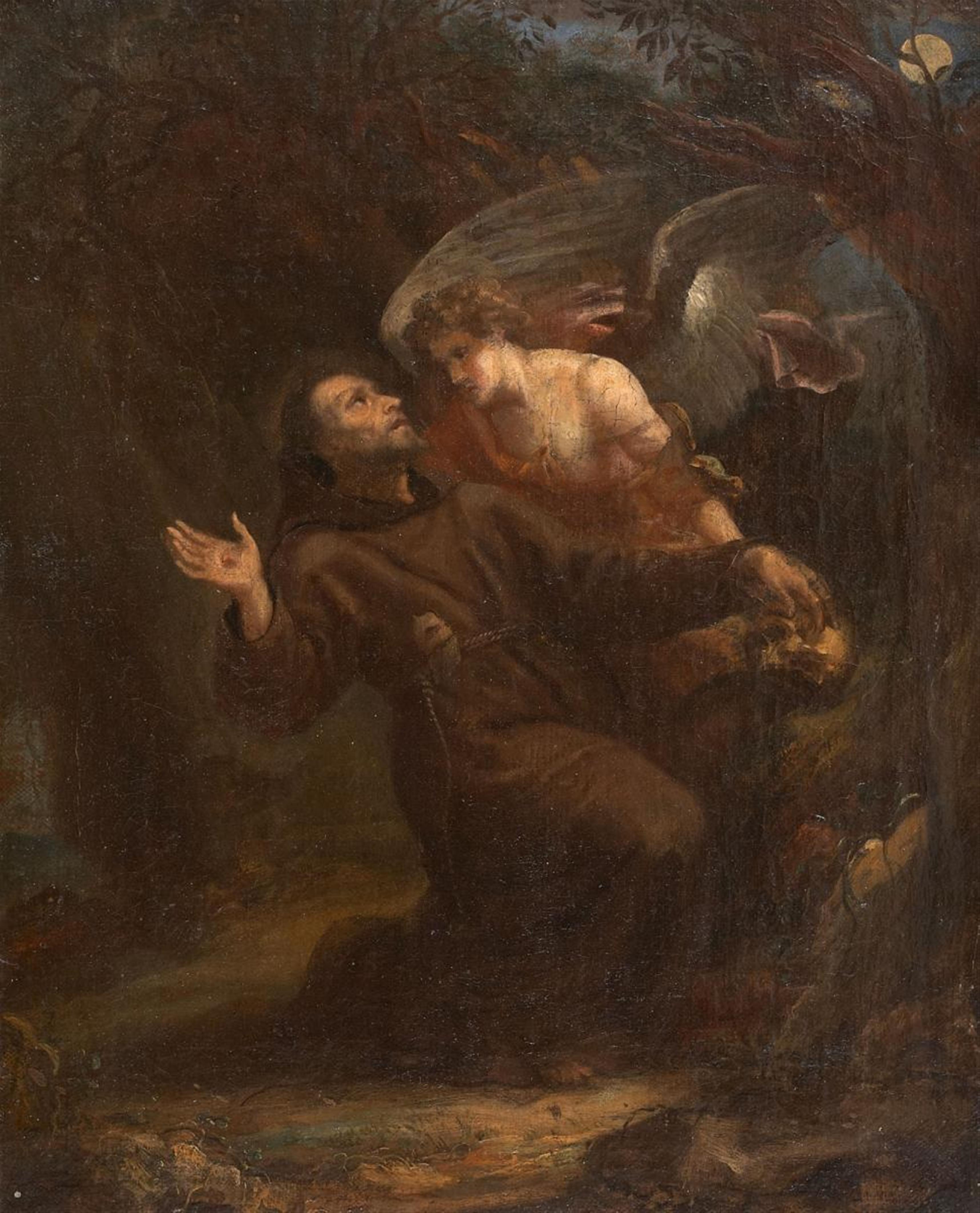 German or Bohemian Master of the 18th century - A PAIR OF PAINTINGS OF ST. FRANCIS WITH AN ANGEL AND MARY MAGDALEN - image-1