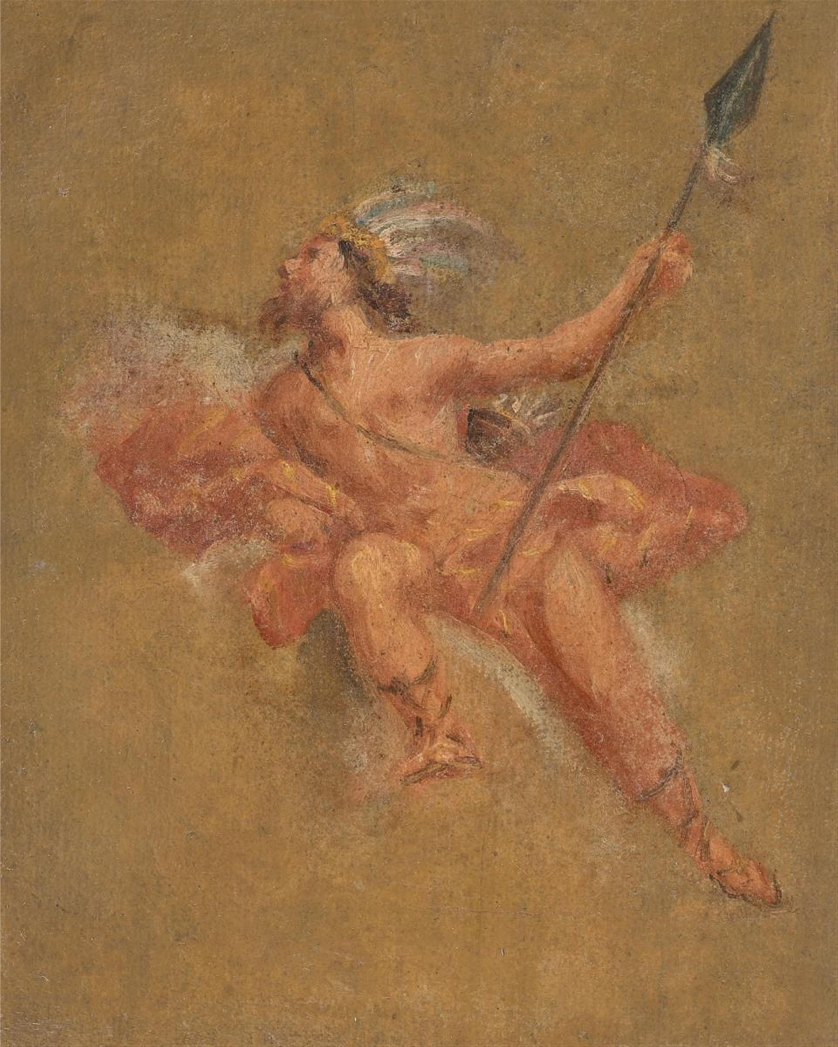 Unknown Artist probably 18th century - TWO OIL SKETCHES: TWO PUTTI WITH A RED RIBBON and ALLEGORY OF AMERICA - image-2