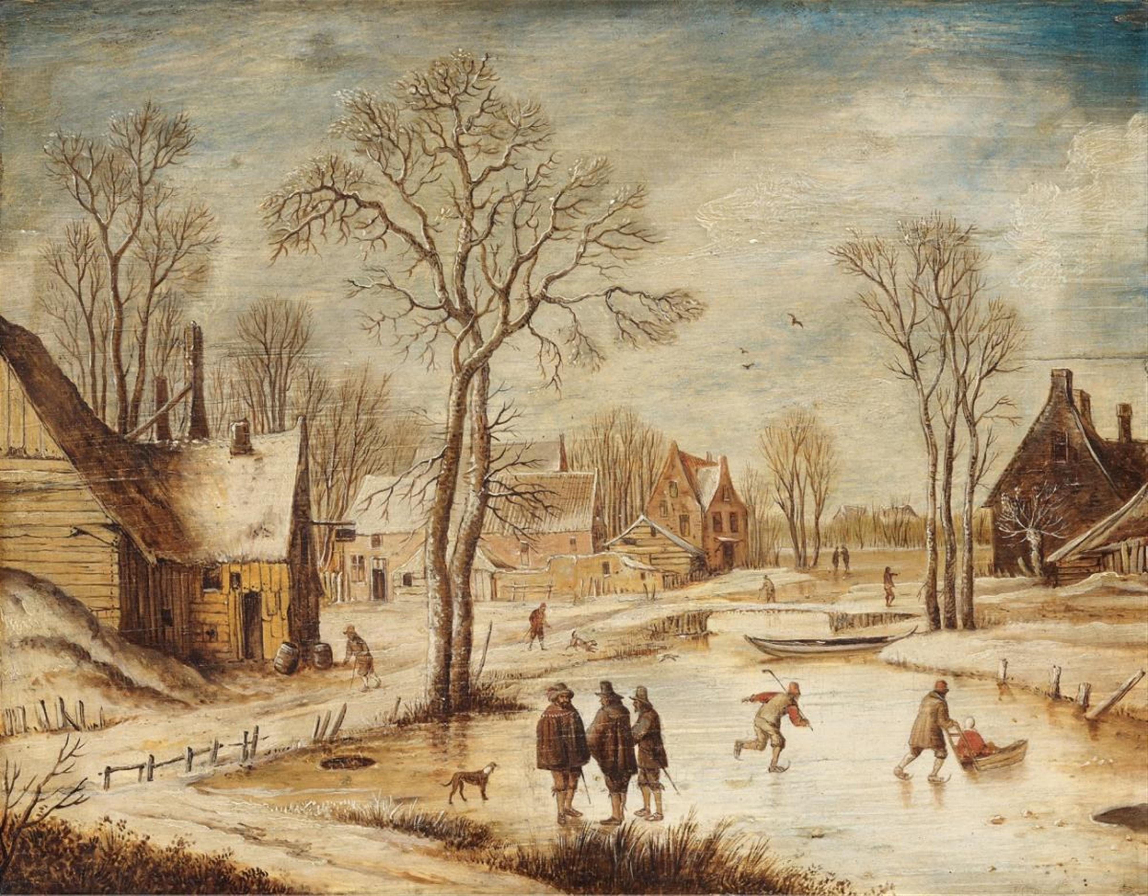 Dutch School, first half of the 17th century - WINTER LANDSCAPE WITH SKATERS - image-1