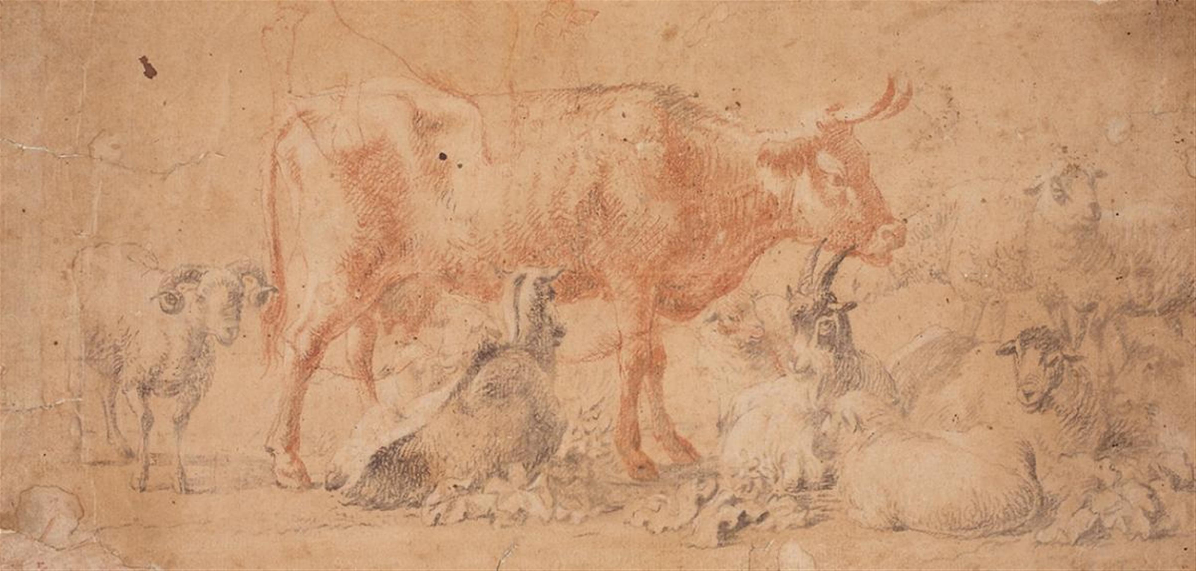 Netherlandish School, 17th Century - A COW, GOAT AND SHEEP - image-1