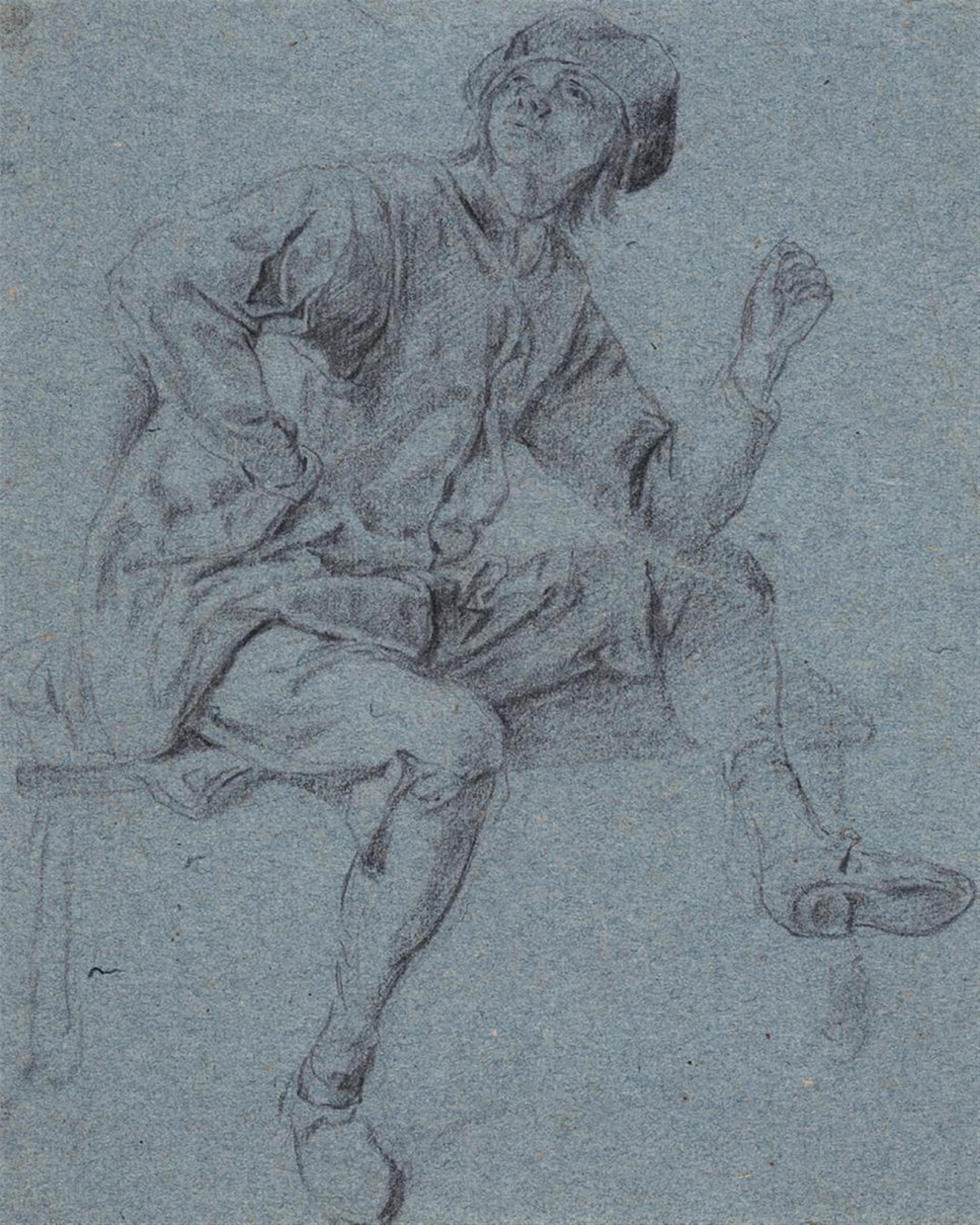 Netherlandish School, 17th Century - YOUNG MAN SITTING ON A BENCH - image-1