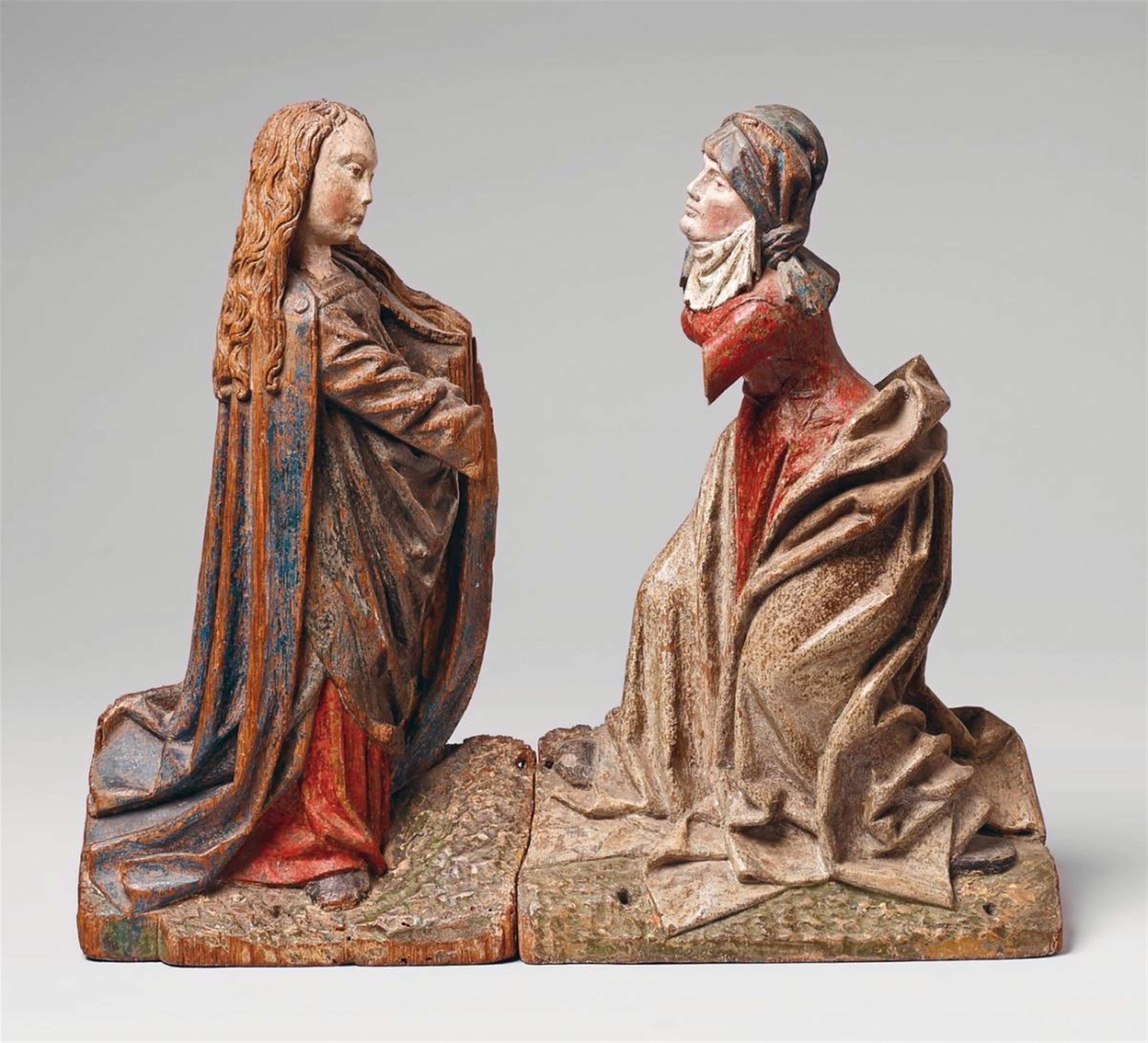 Lower Rhine Region, late 15th Century - A LATE 15TH CENTURY LOWER RHENISH WOOD HIGH RELIEF GROUP OF THE VISITATION - image-1