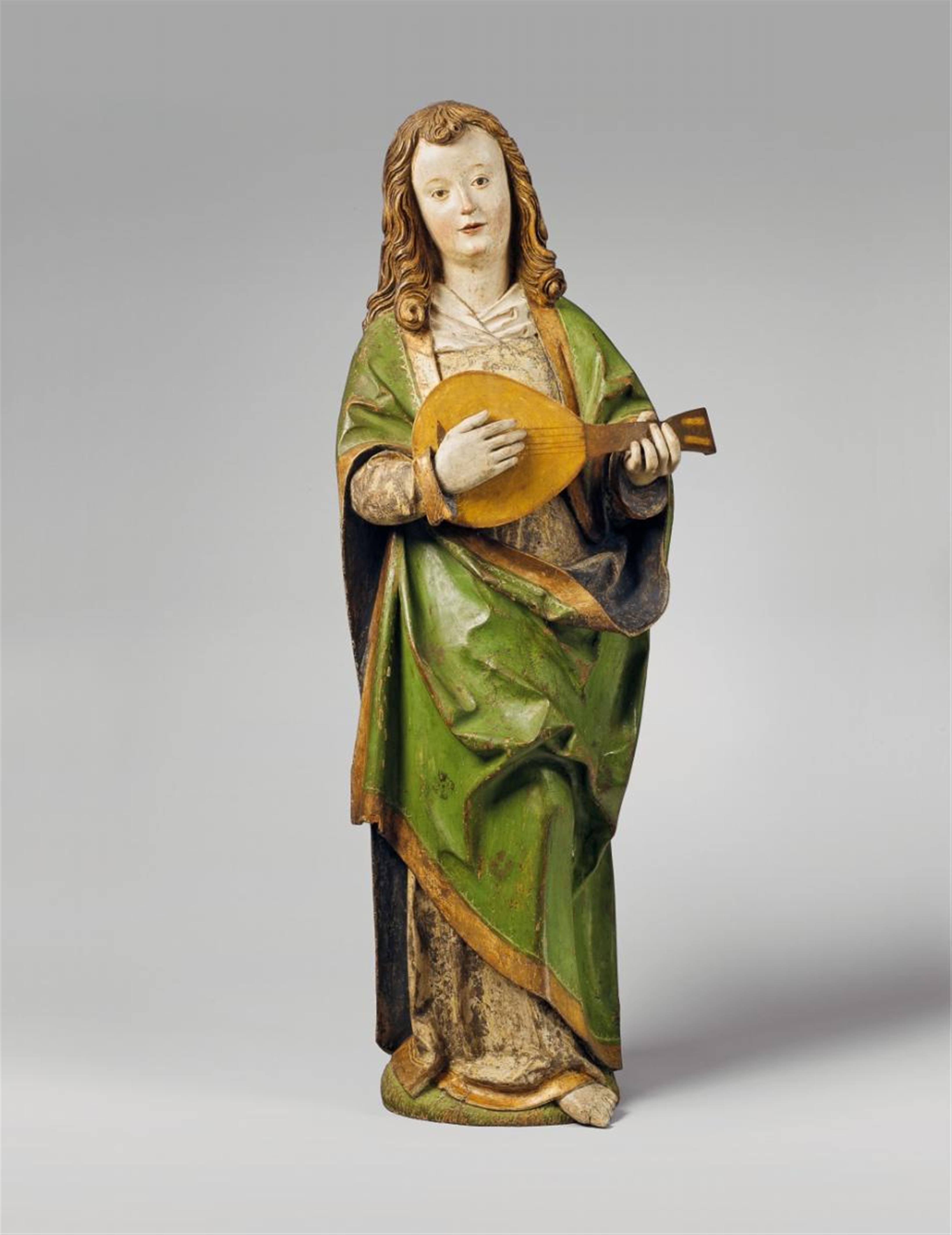 Master of Heiligenblut - A PAIR OF CARVED LIME WOOD FIGURES OF ANGELS PLAYING MUSIC, MASTER OF THE HOLY BLODD - image-1