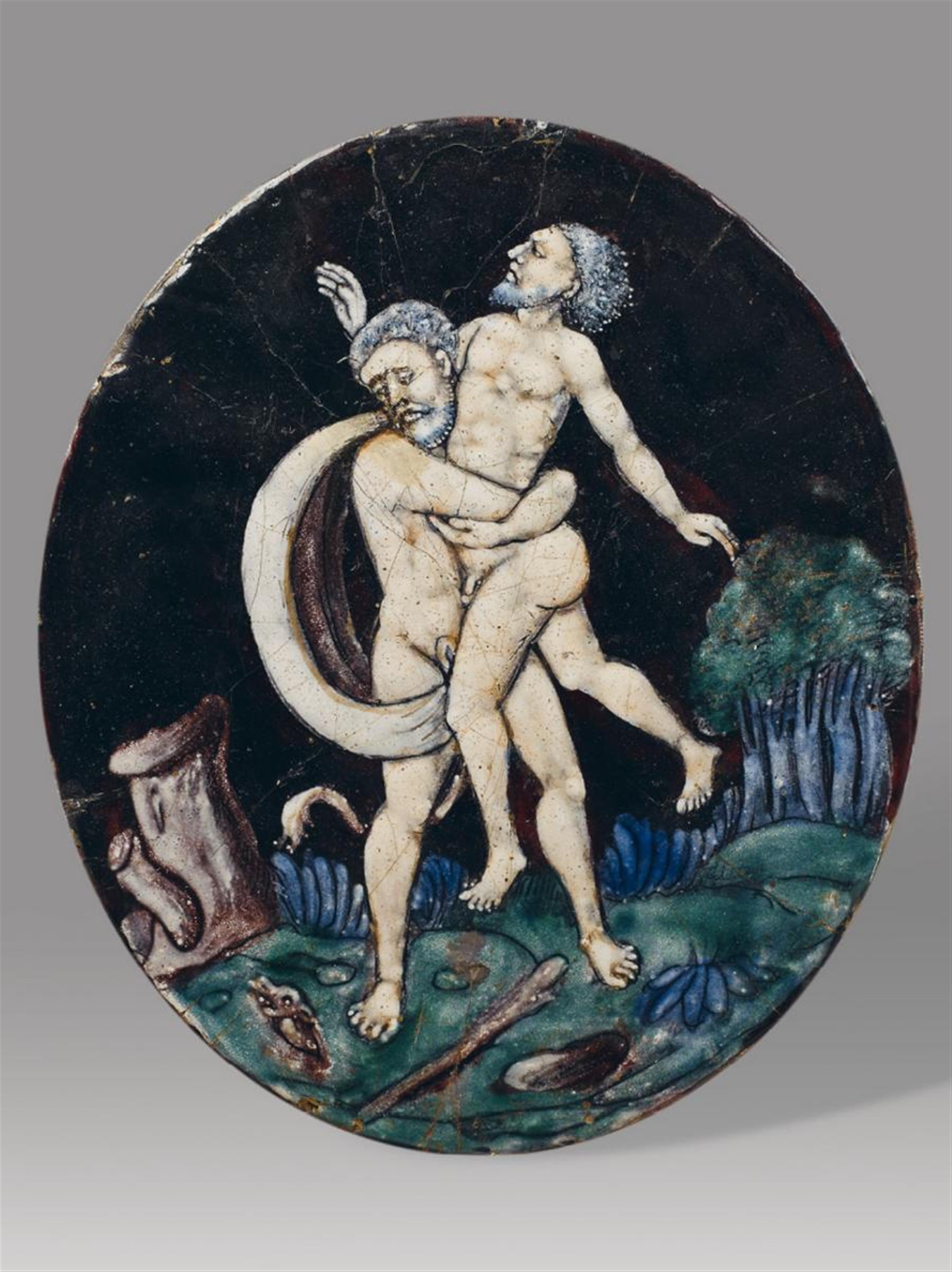 Limoges, 16th Century - A 16TH CENTURY LIMOGE ENAMEL GROUP OF HERCULES AND ANTAEUS - image-1