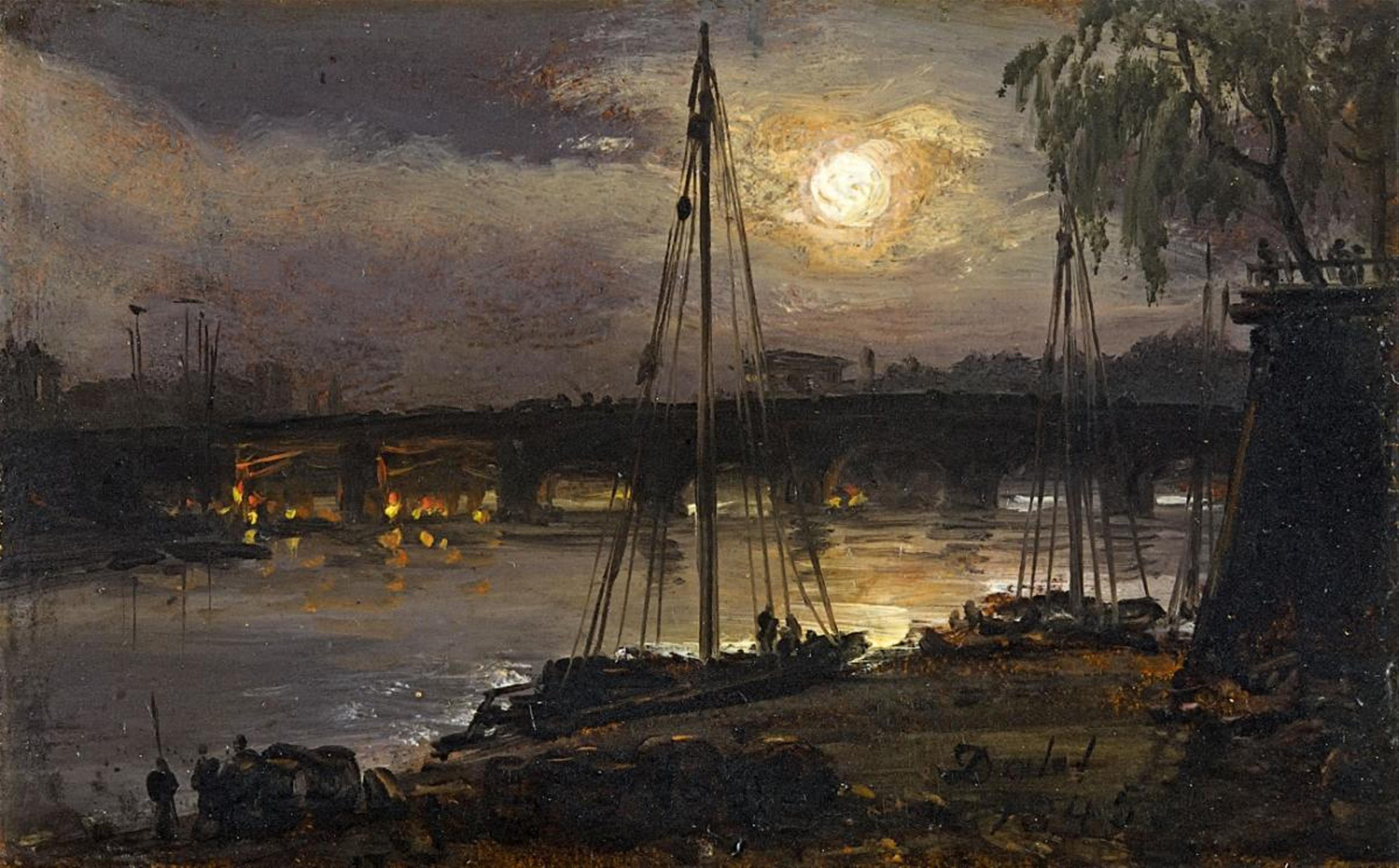 Johan Christian Clausen Dahl - TWO VIEWS OF DRESDEN BY MOONLIGHT - image-2