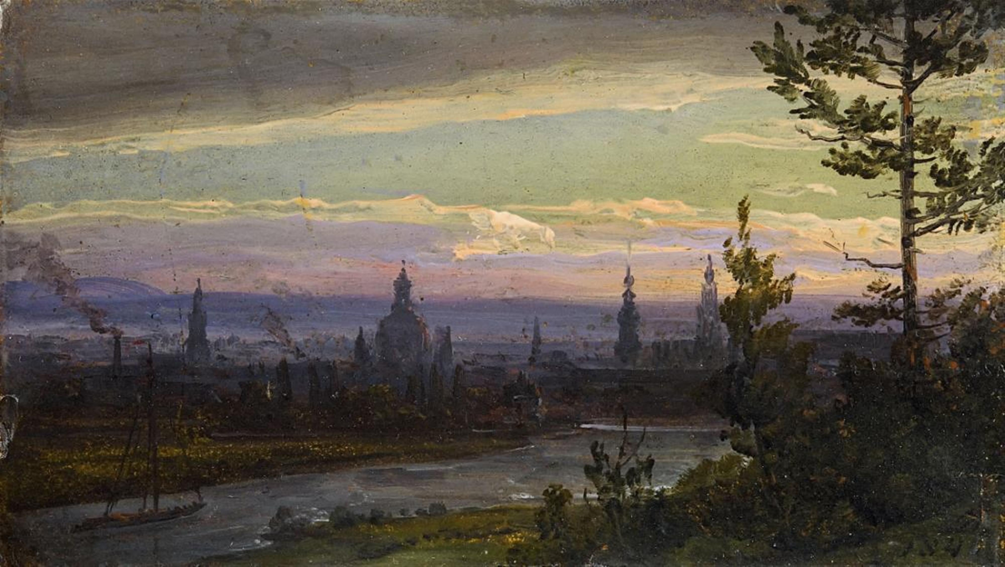 Johan Christian Clausen Dahl - TWO VIEWS OF DRESDEN BY MOONLIGHT - image-1