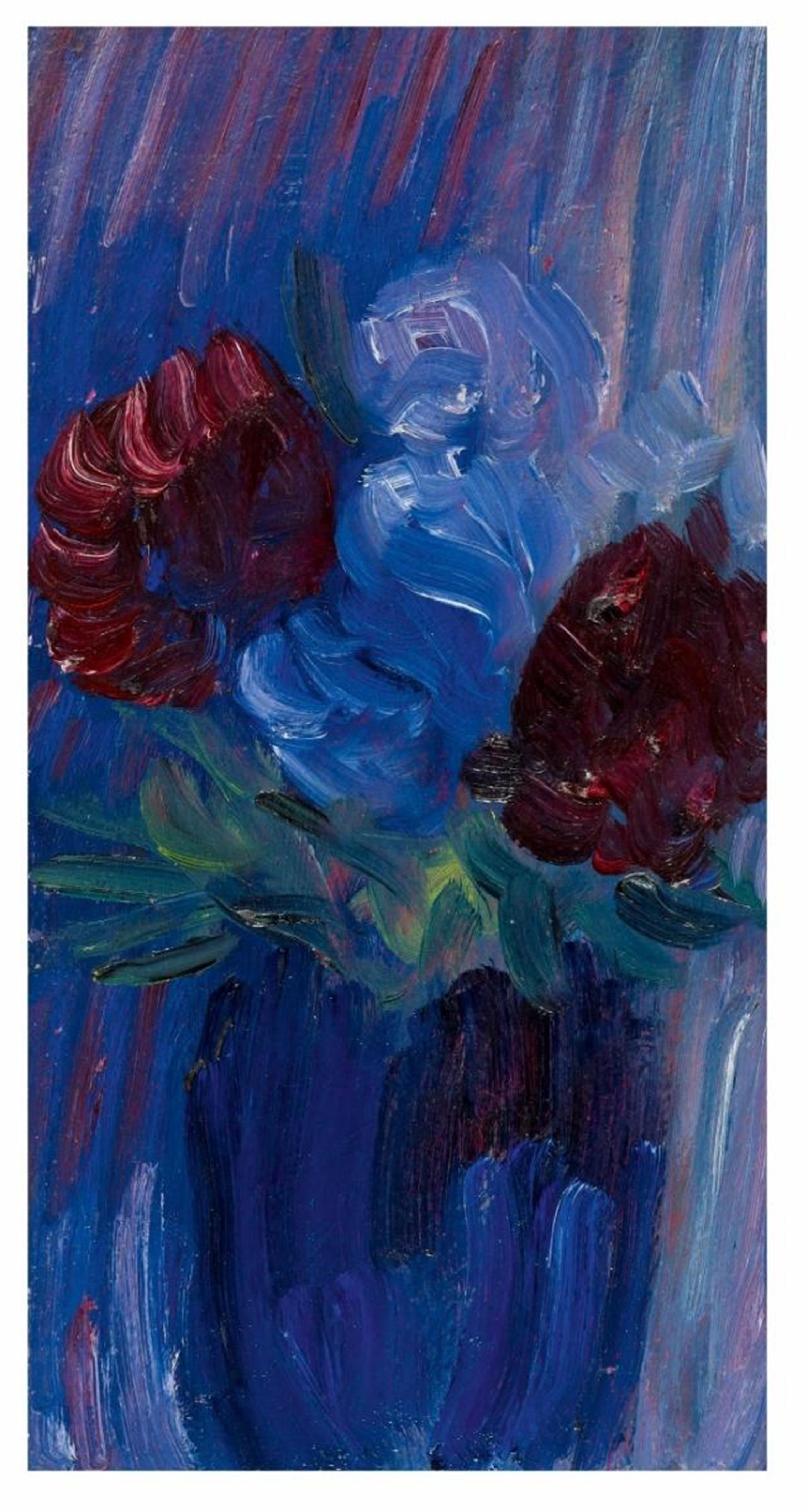 Alexej von Jawlensky - Grosses Stilleben (Zwei rote Blumen in blauer Vase) - image-1