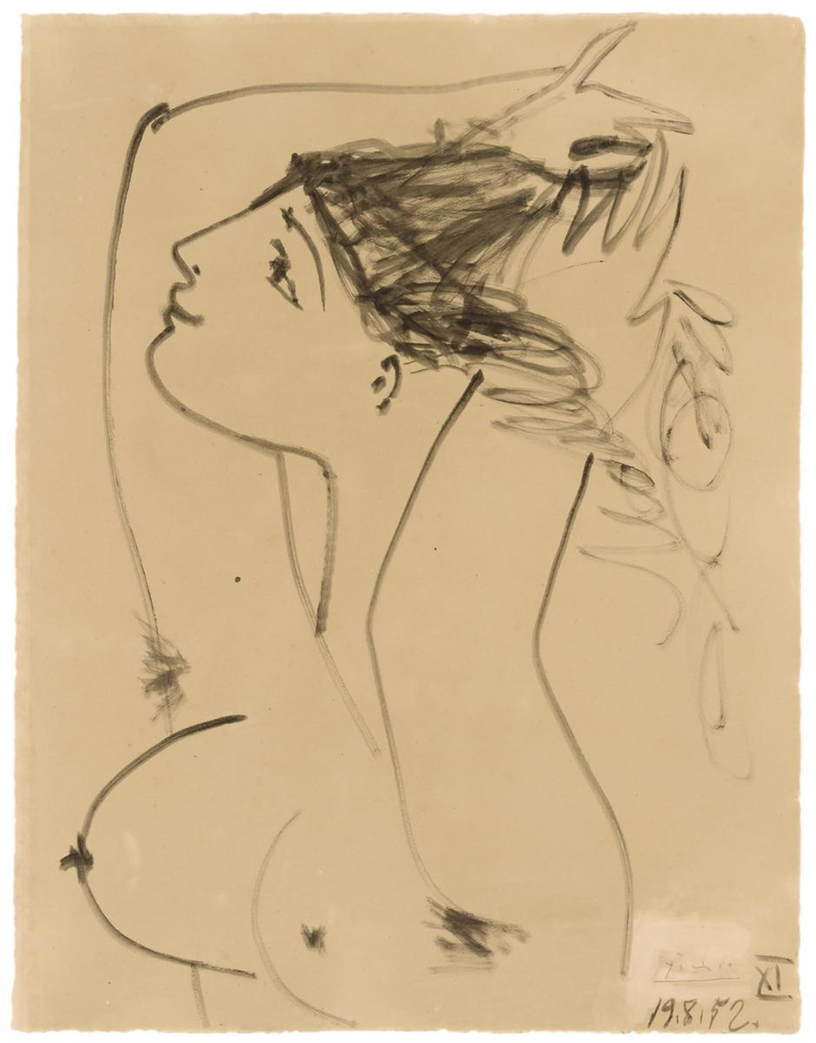 Pablo Picasso - Femme se coiffant - Study for La Guerre et la Paix - image-1