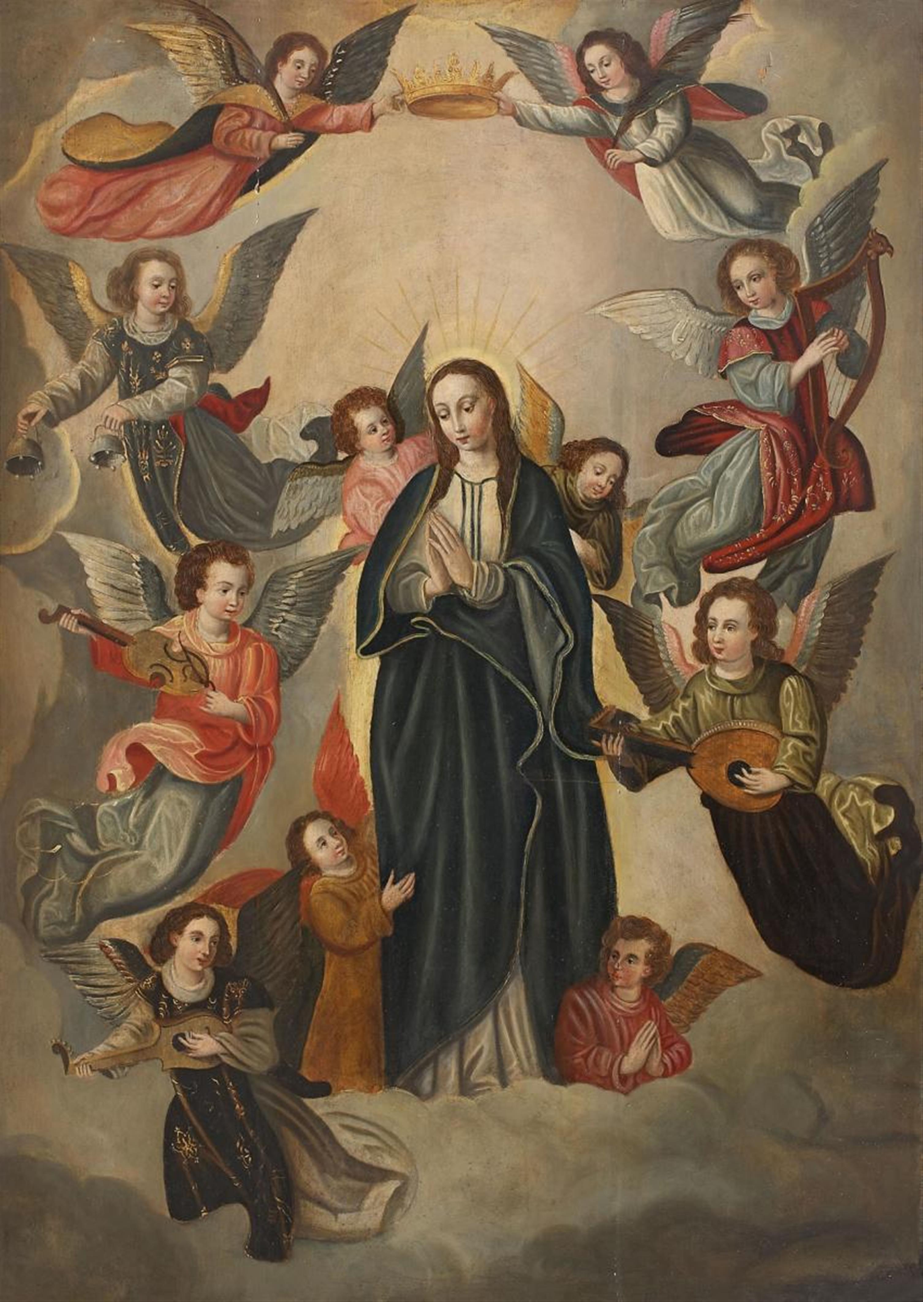 Flemish School, 17th Century - THE VIRGIN SURROUNDED BY ANGELS - image-1
