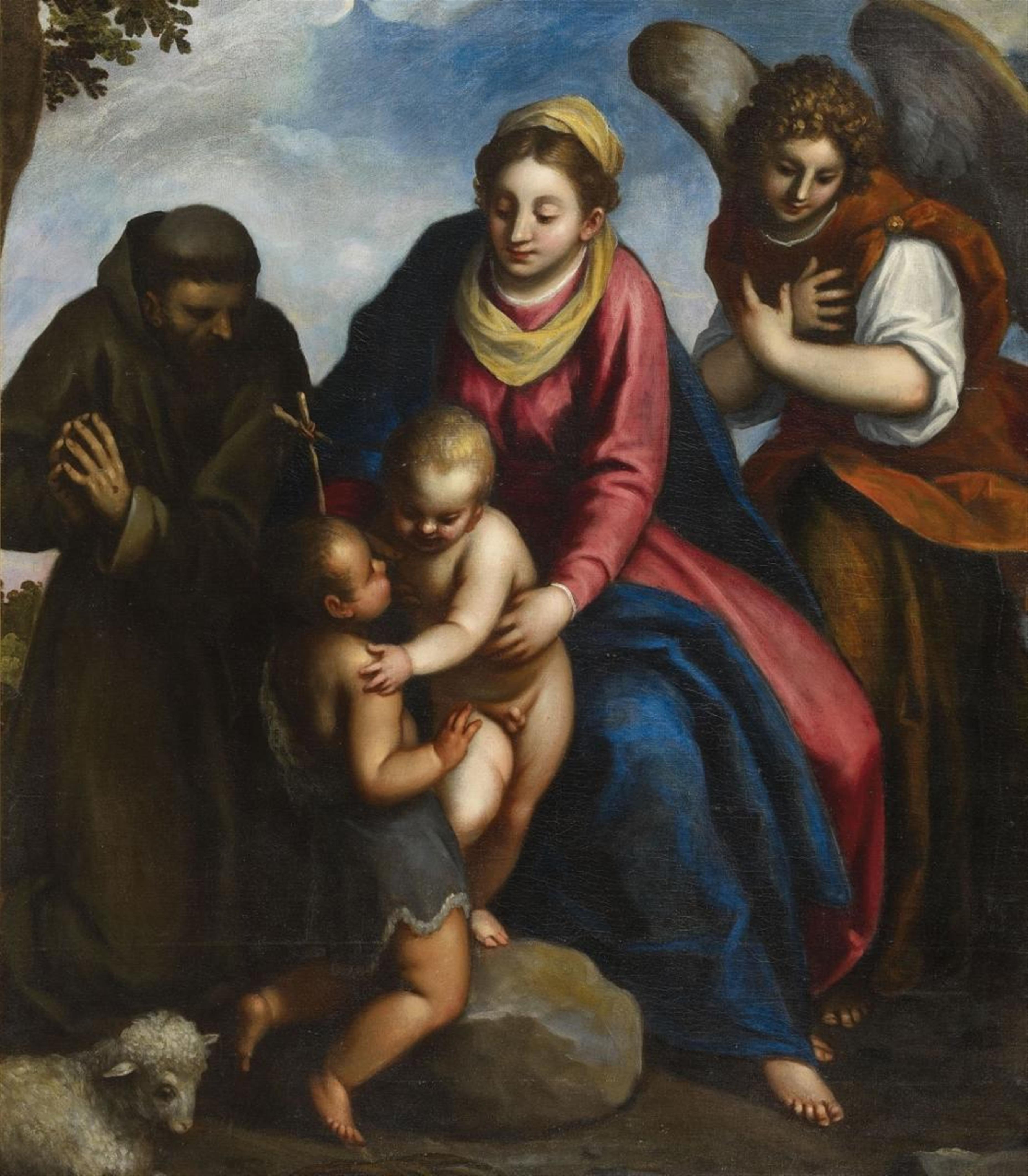Jacopo Negretti, gen. Palma Il Giovane, zugeschrieben - MADONNA MIT CHRISTUS, JOHANNES, FRANZISKUS UND ENGEL - image-1