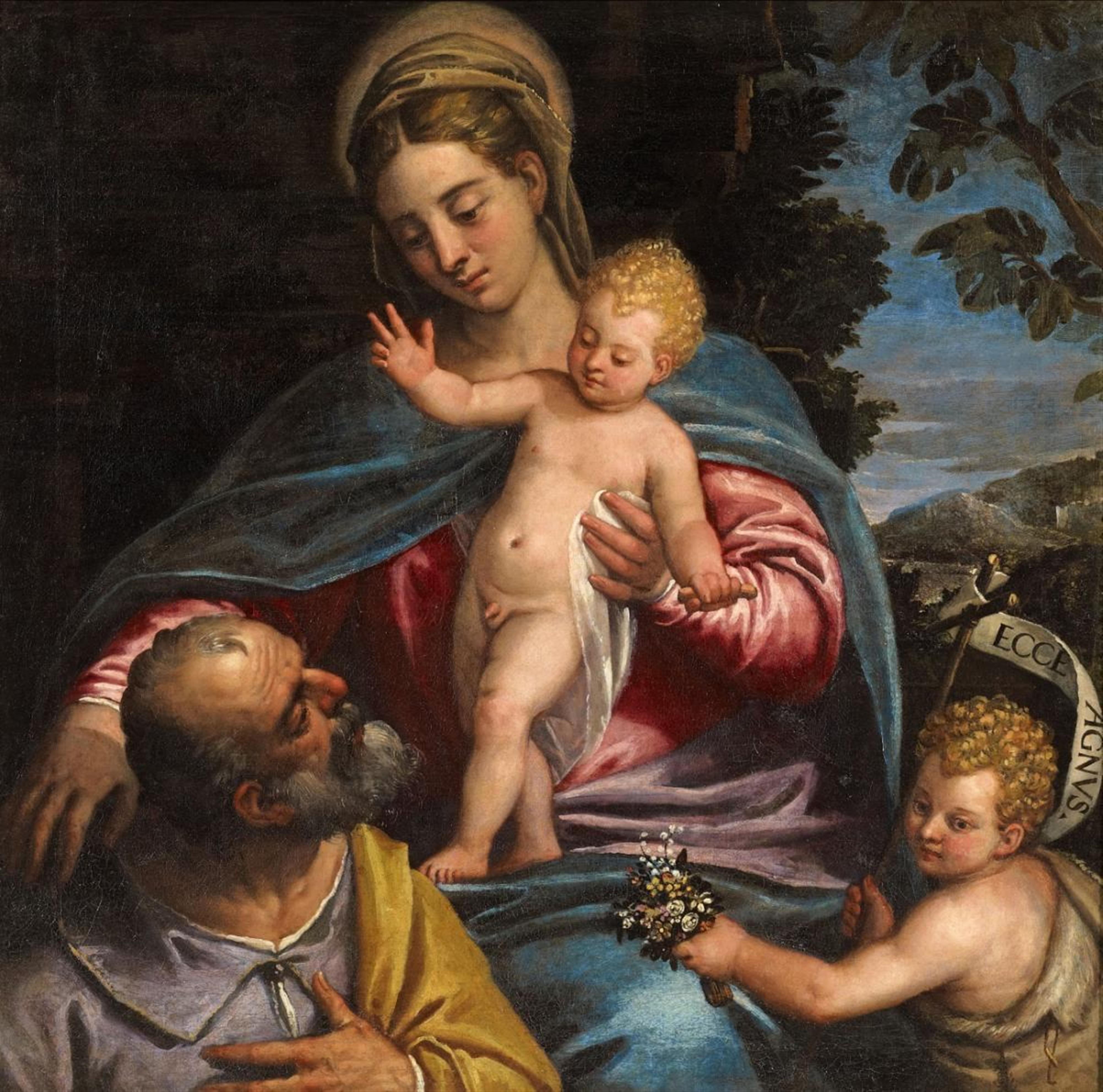 Venetian School late 16th century - THE HOLY FAMILY WITH THE INFANT SAINT JOHN - image-1