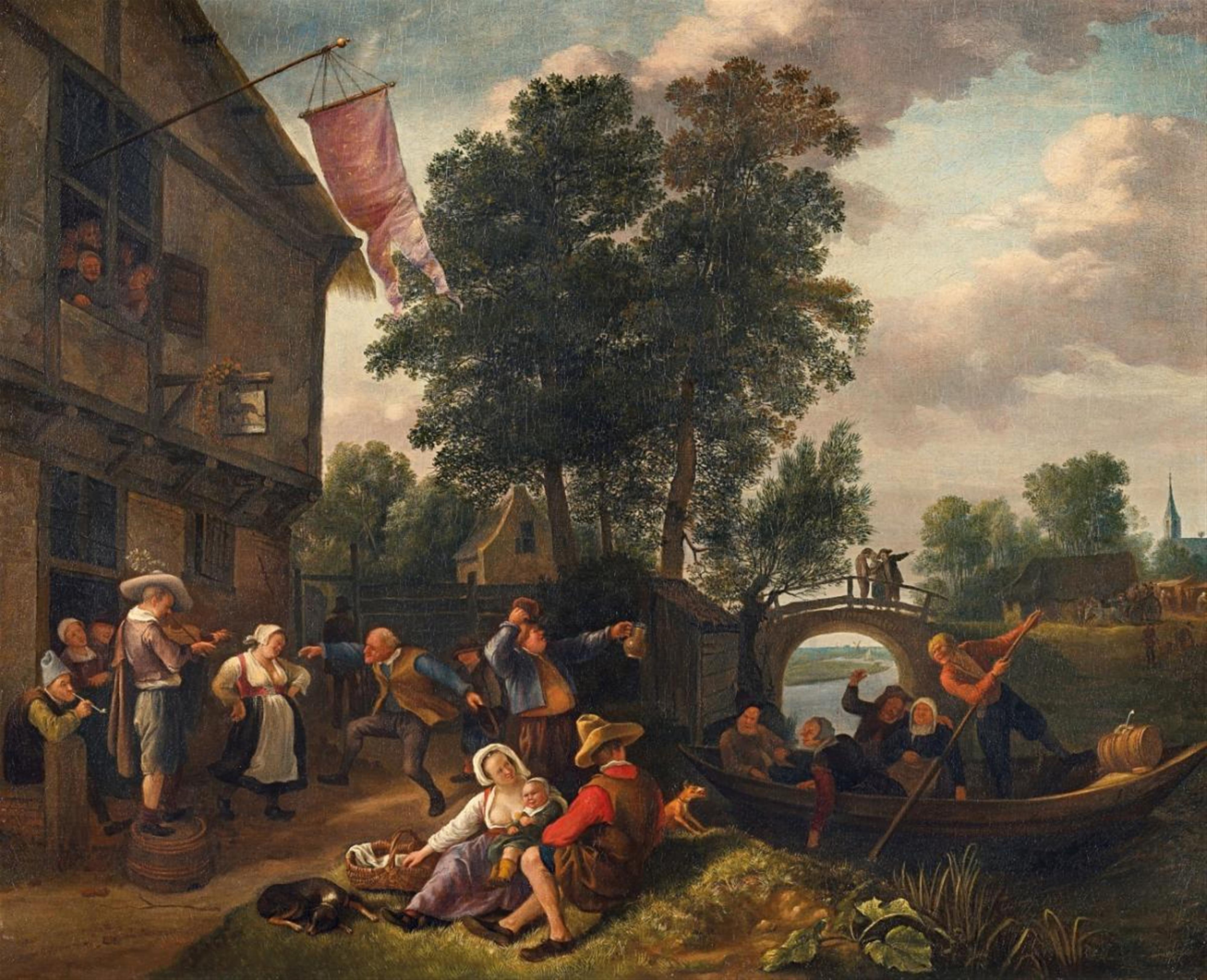Jan Steen - PEASANTS MAKING MERRY IN FRONT OF A TAVERN - image-1
