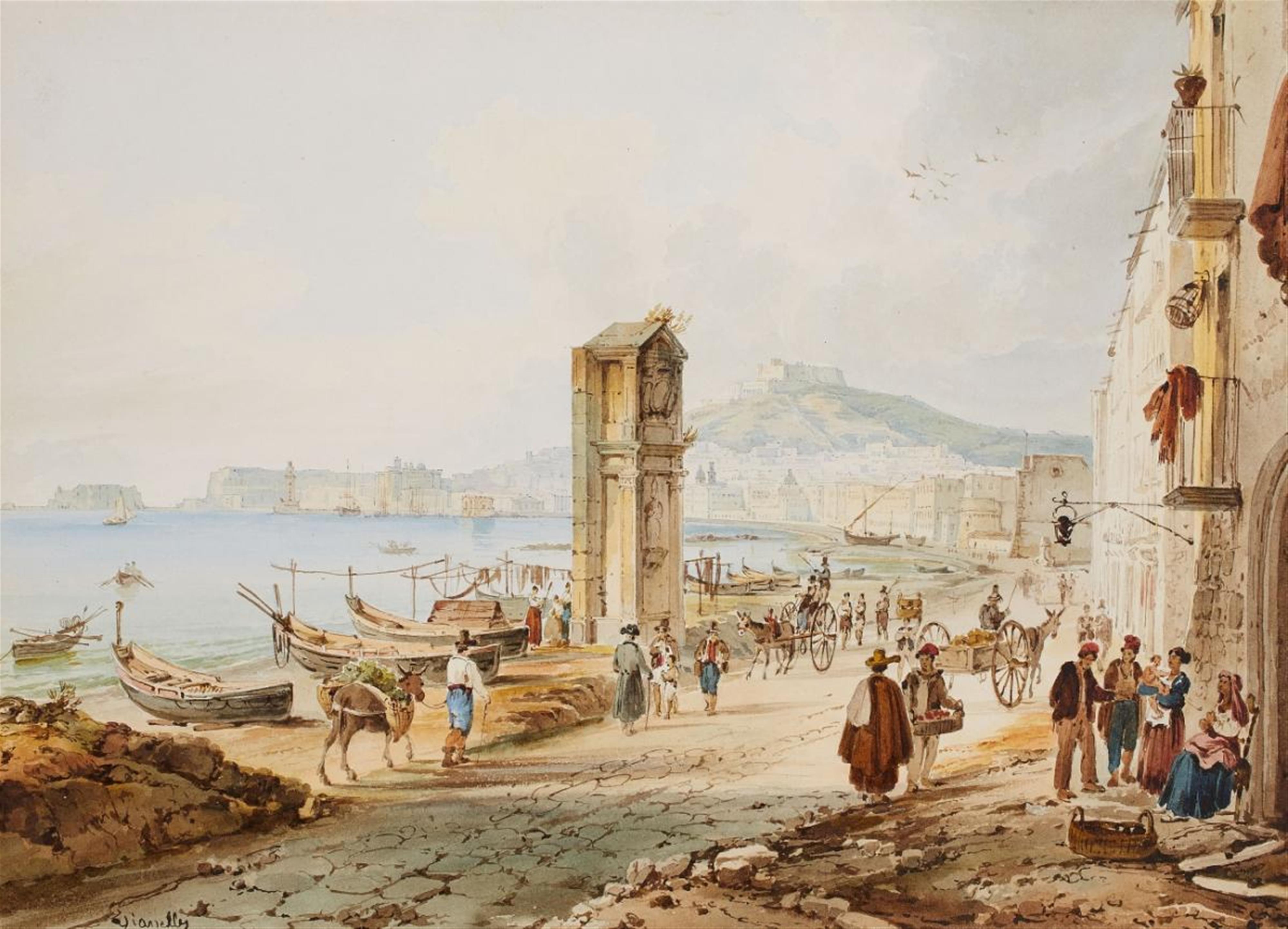Achille Vianelli - STREET AT THE BAY OF NAPLES - image-1