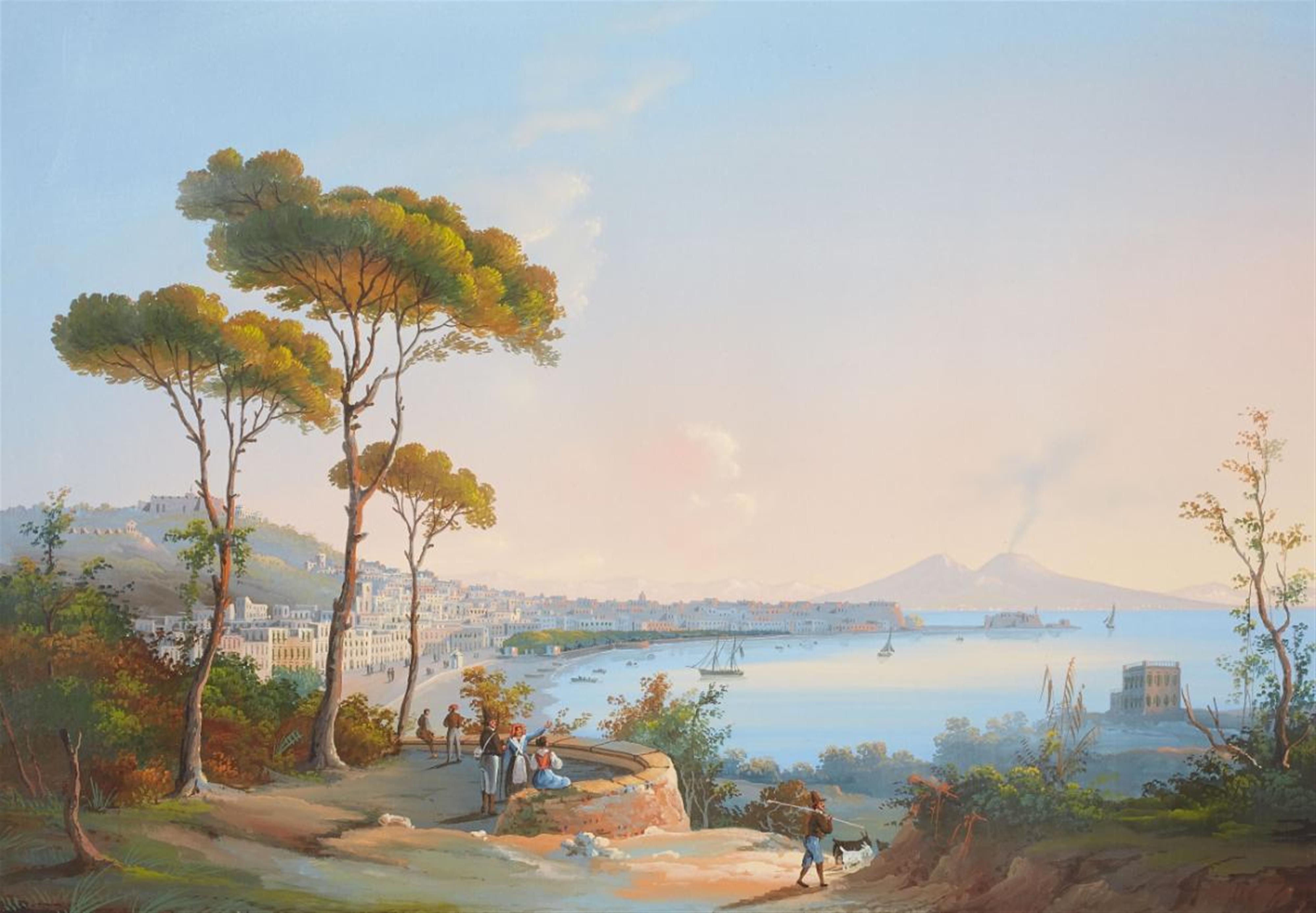 Neapolitan School 19th century - THREE VIEWS OF THE BAY OF NAPLES - image-2