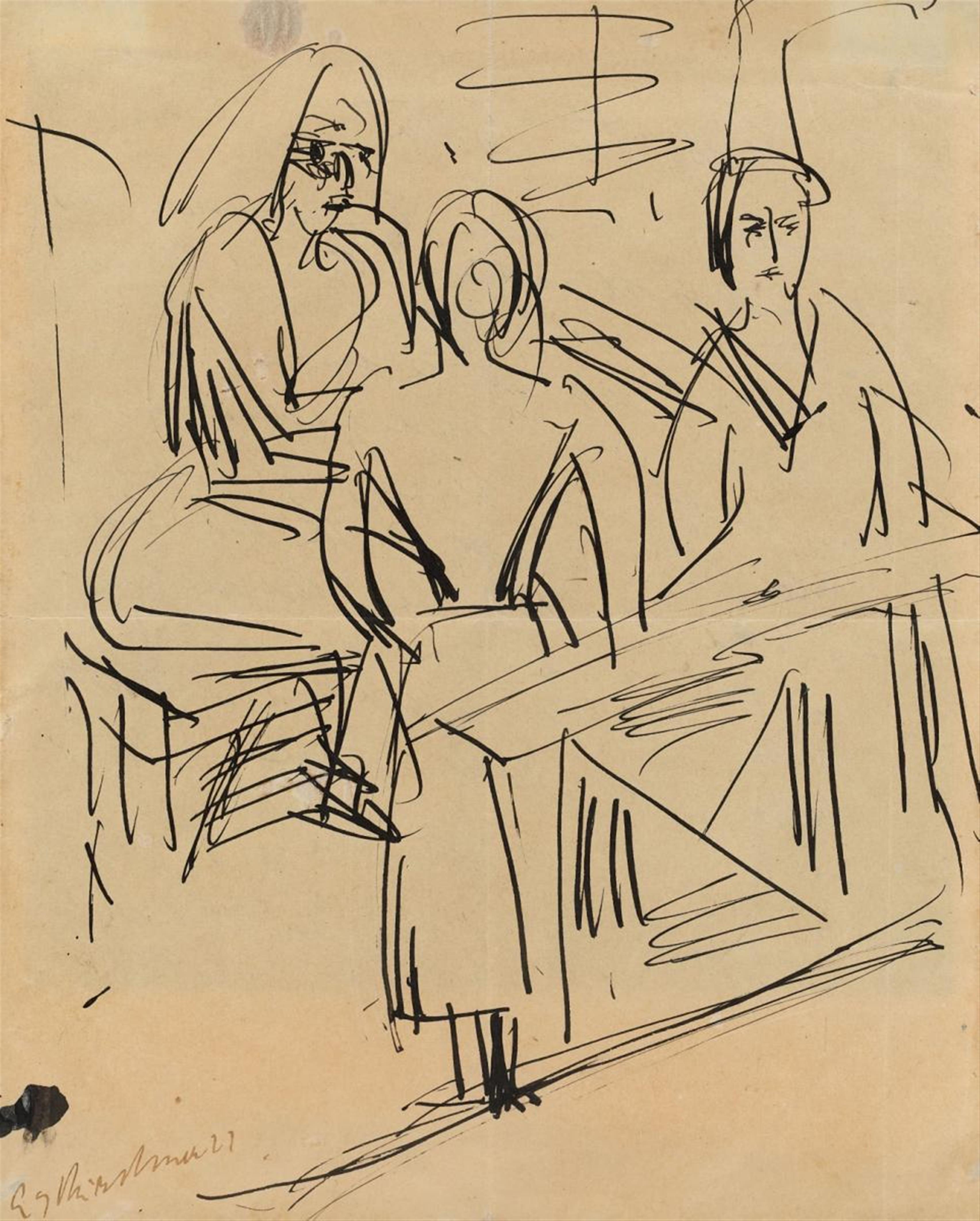Ernst Ludwig Kirchner - Drei Frauen im Raum - image-1