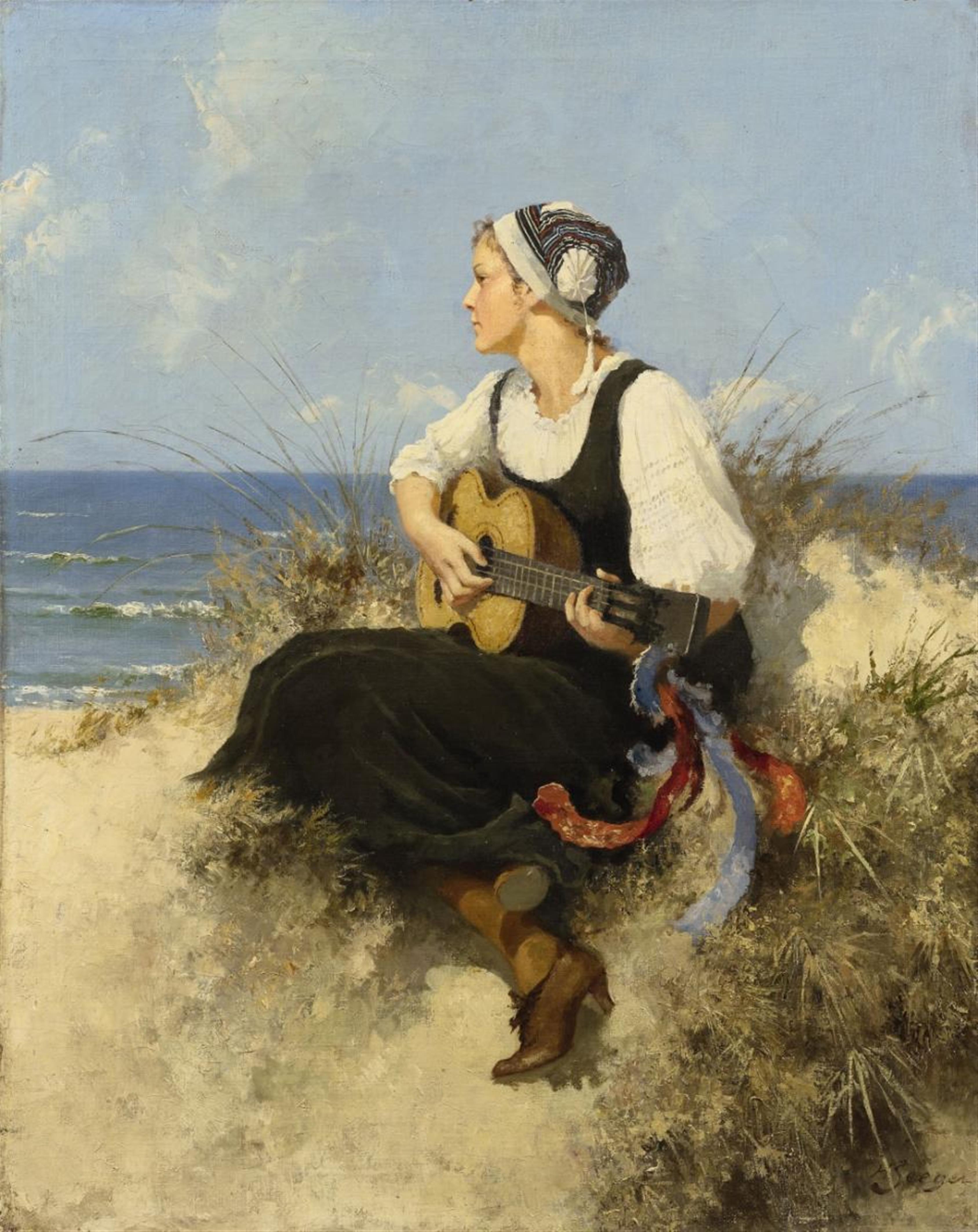 Hermann Seeger - YOUNG WOMAN WITH A GUITAR ON A BEACH - image-2