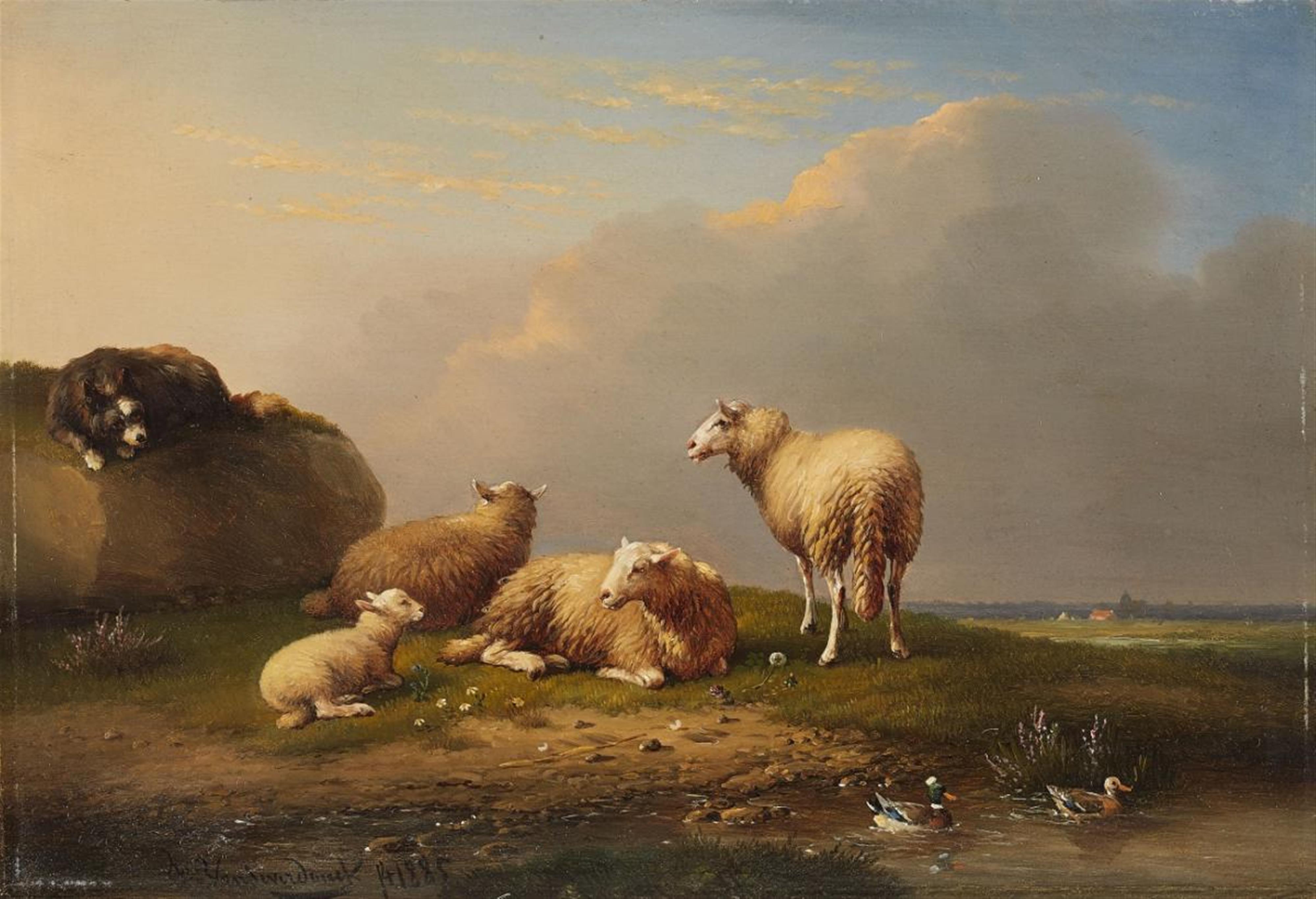 Frans van Severdonck - LANDSCAPE WITH SHEEP AND A DOG - image-1