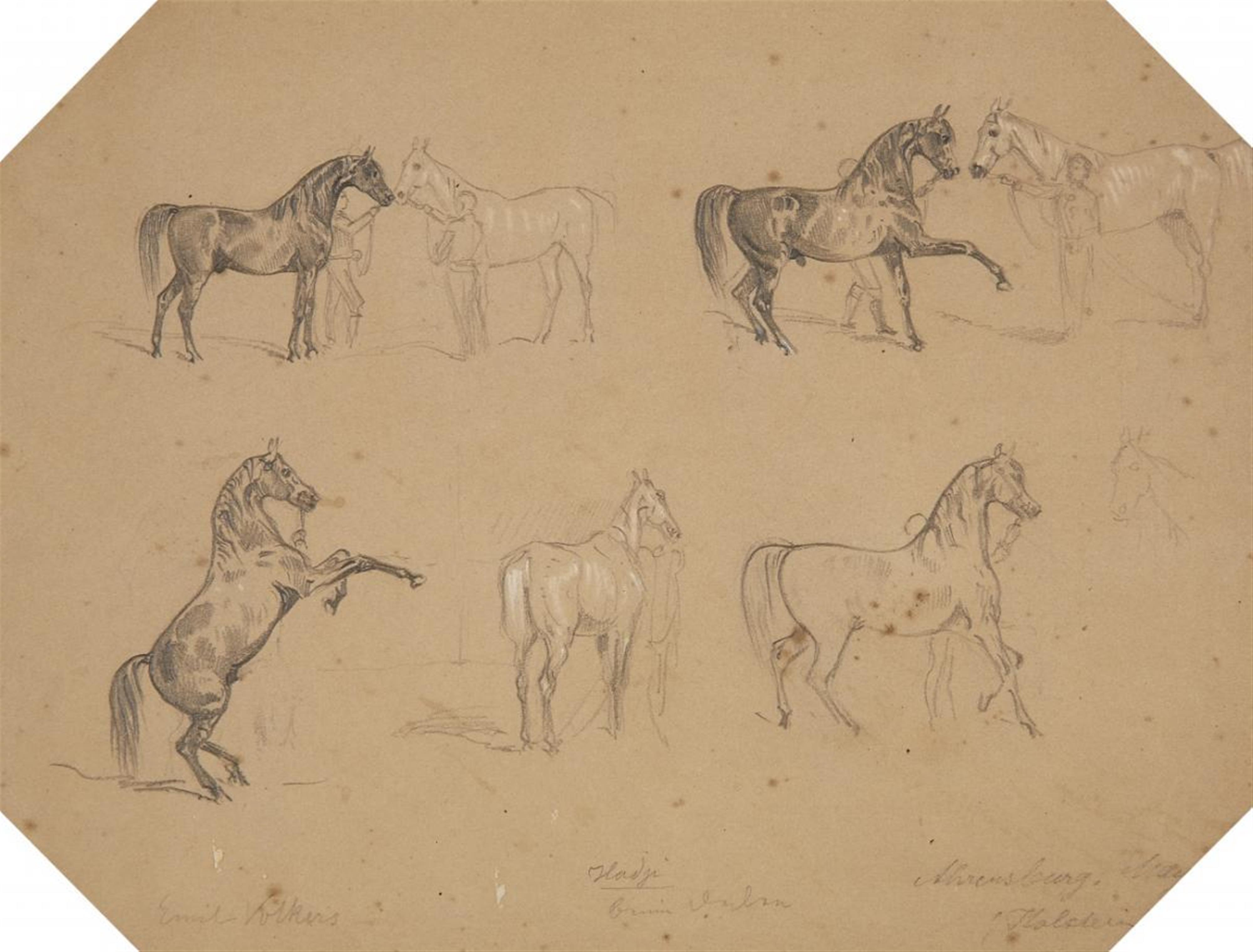 Eugène Gustav Dücker - HORSE AND CARRIAGE AND A STUDY OF A HEAD - image-2