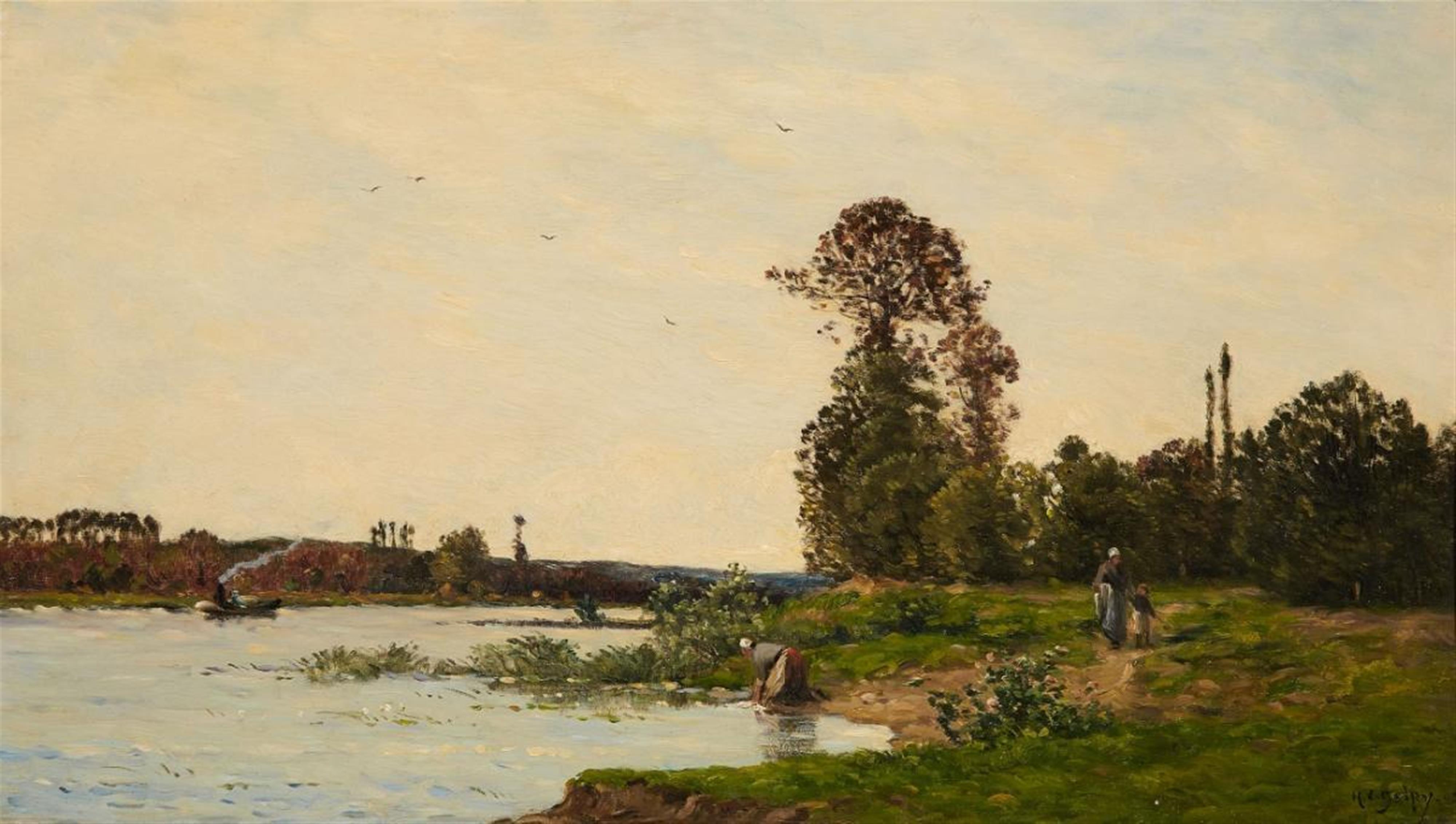 Hippolyte Camille Delpy - RIVERBANK WITH WASHERWOMEN - image-1