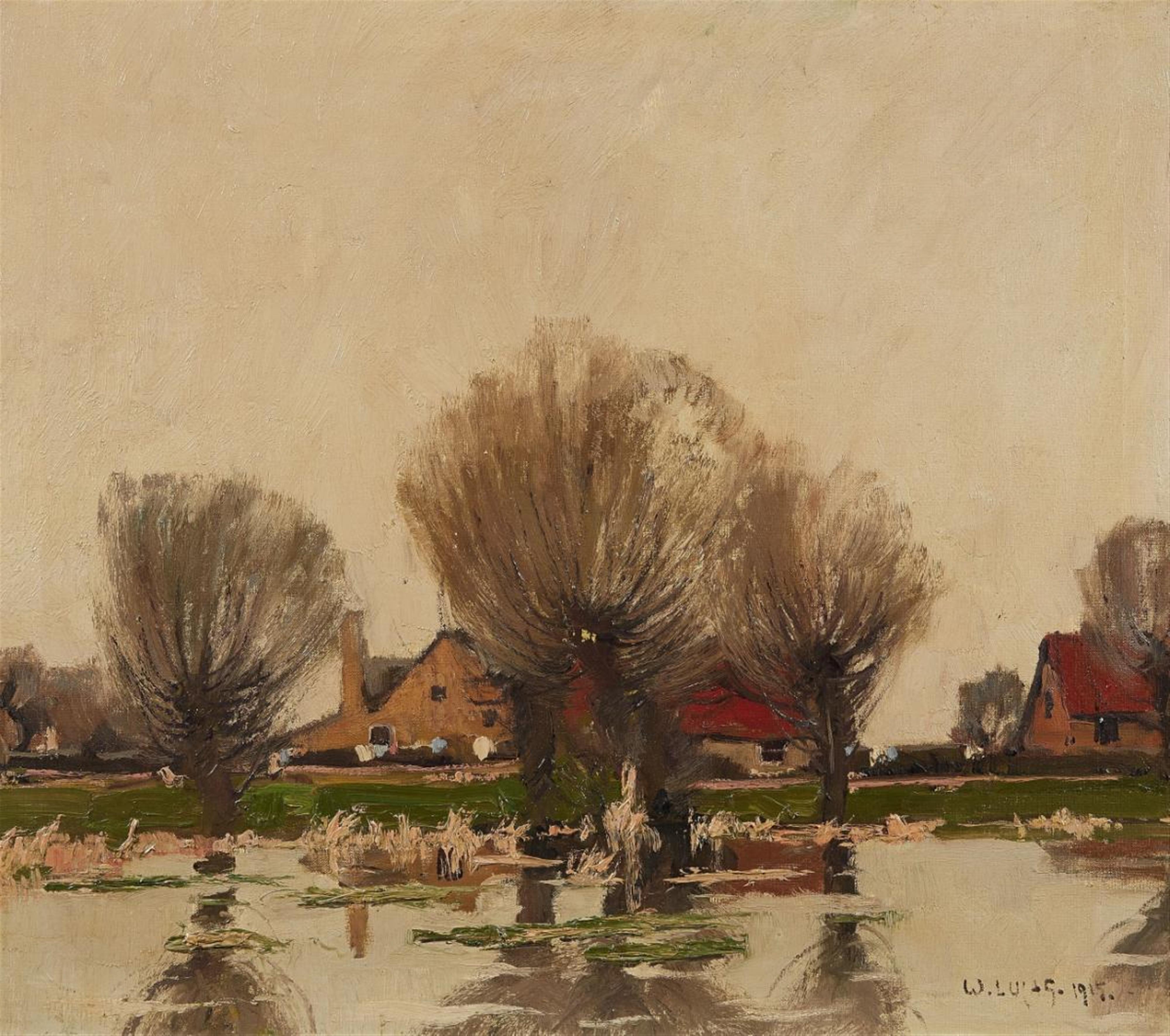 Willy Lucas - VILLAGE LANDSCAPE WITH WILLOWS - image-1