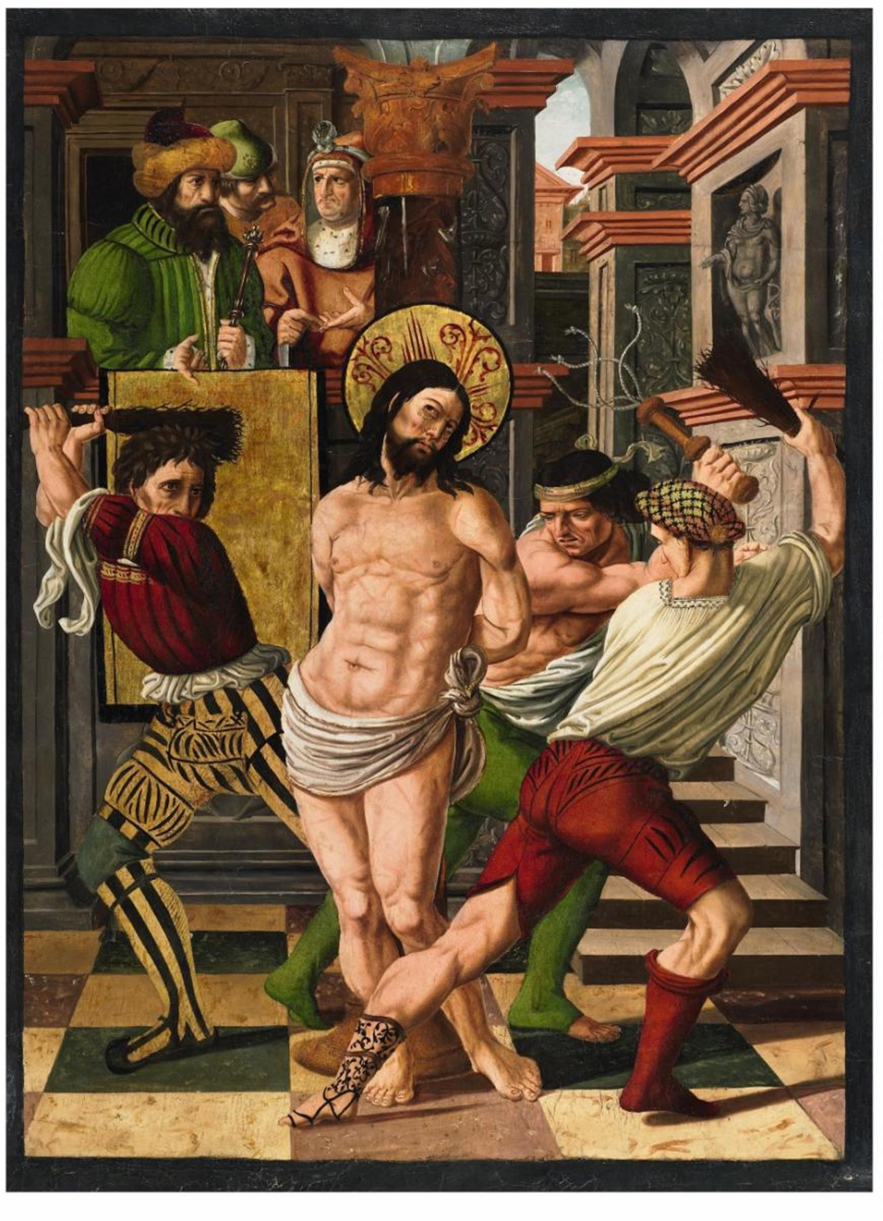 Spanish School circa 1500 - THE FLAGELLATION OF CHRIST - image-1