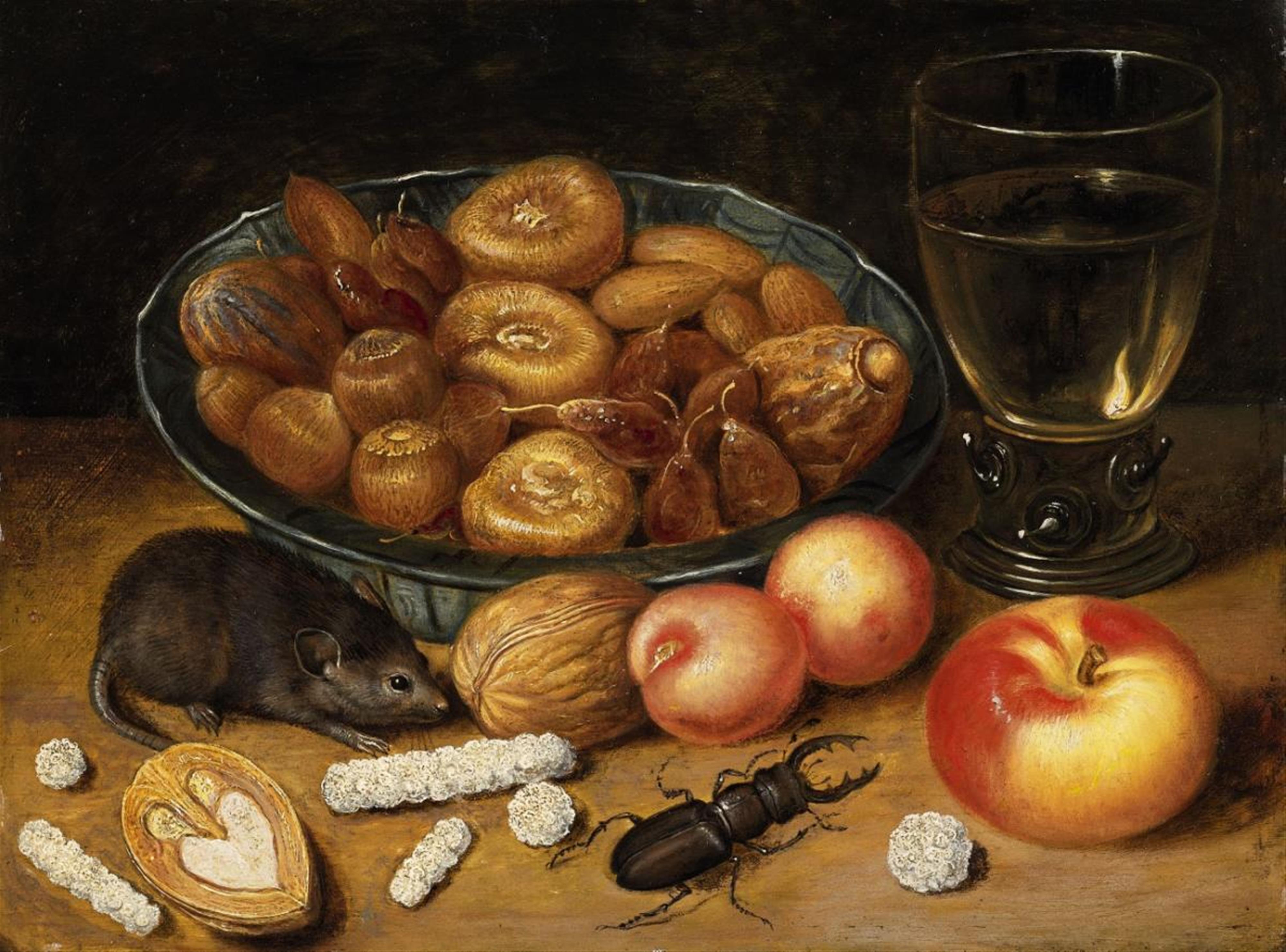 Georg Flegel, studio of - FRUIT STILL LIFE WITH MOUSE AND STAG BEETLE - image-1