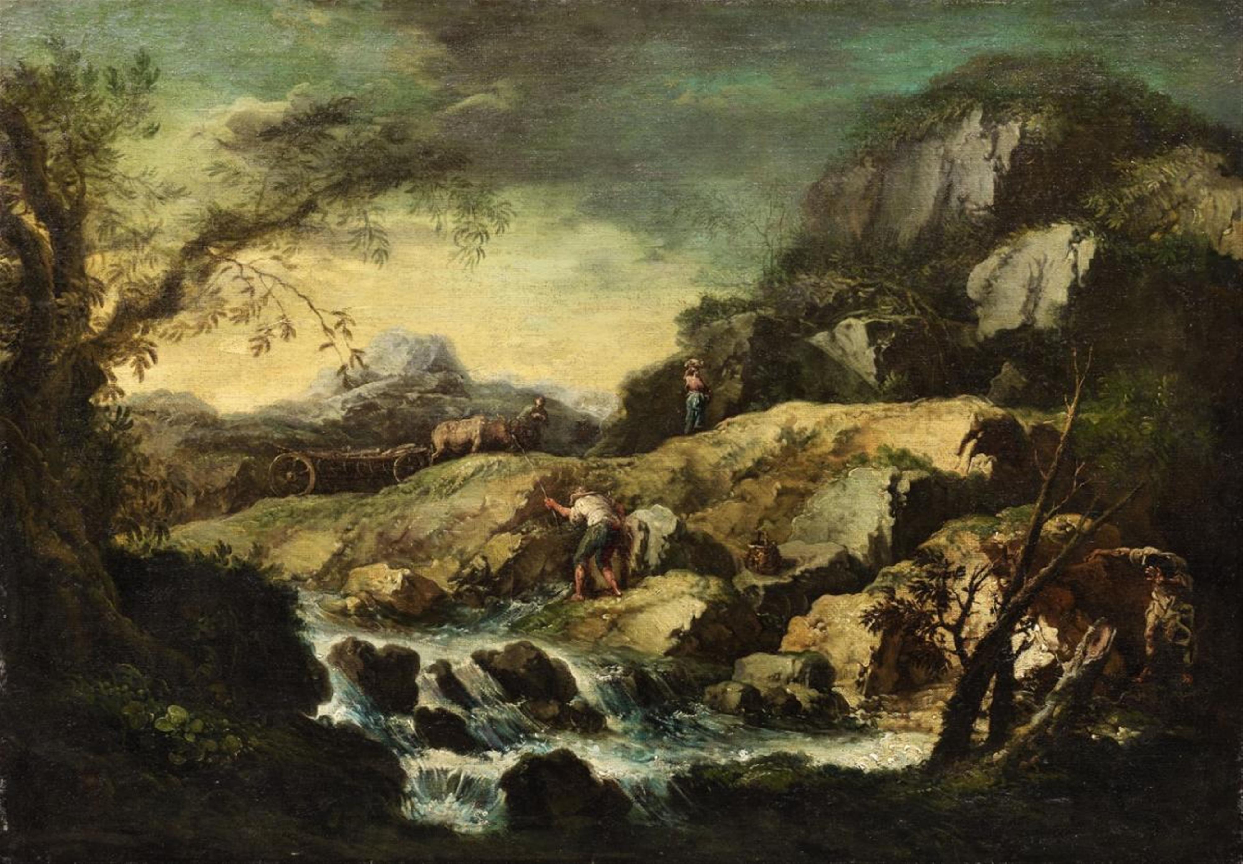 North Italian School, attributed to - LANDSCAPE WITH ANGLER - image-1