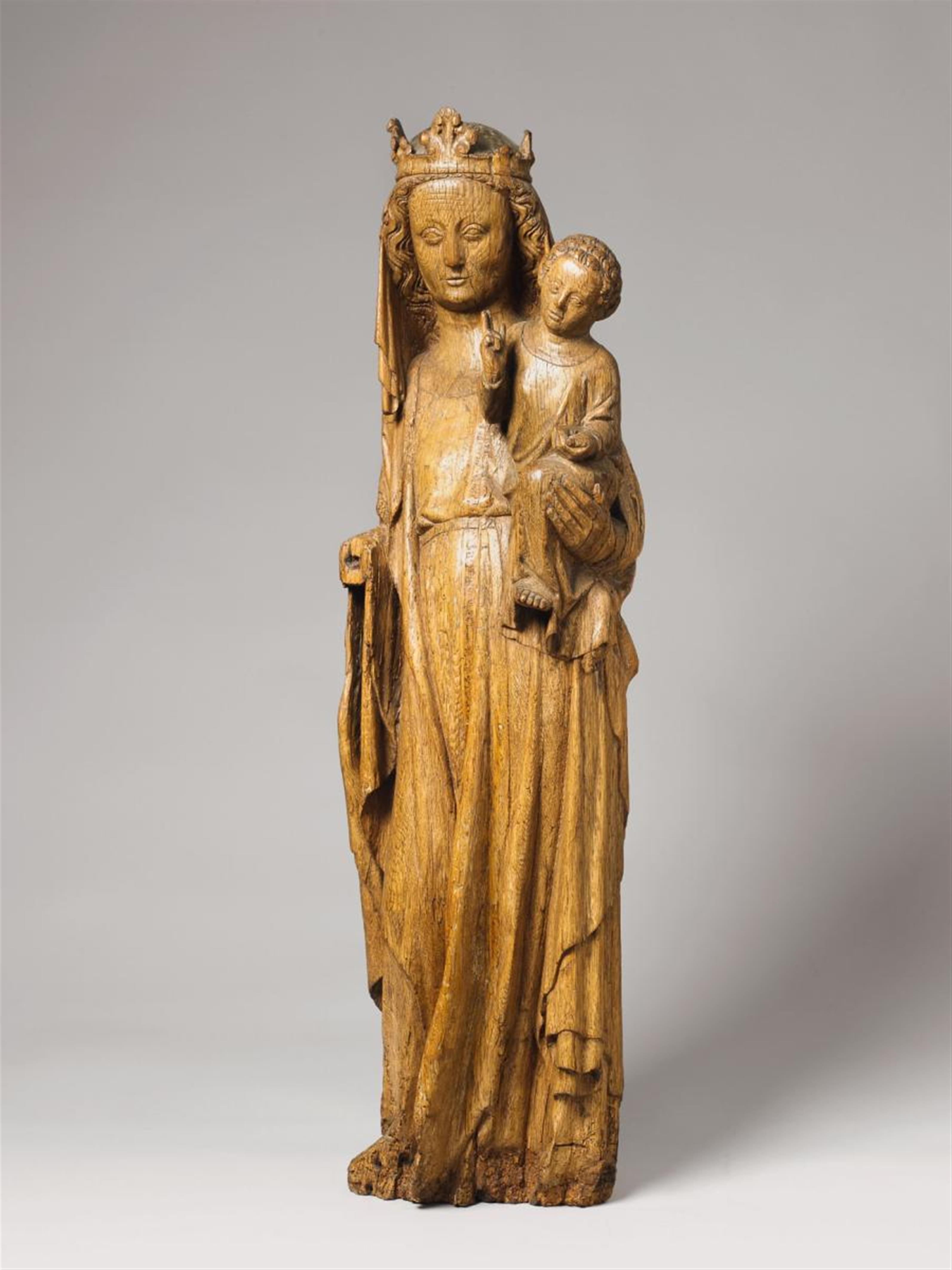 A NORTHERN FRENCH OAK FIGURE OF THE VIRGIN WITH CHILD, CIRCA 1380 - image-1