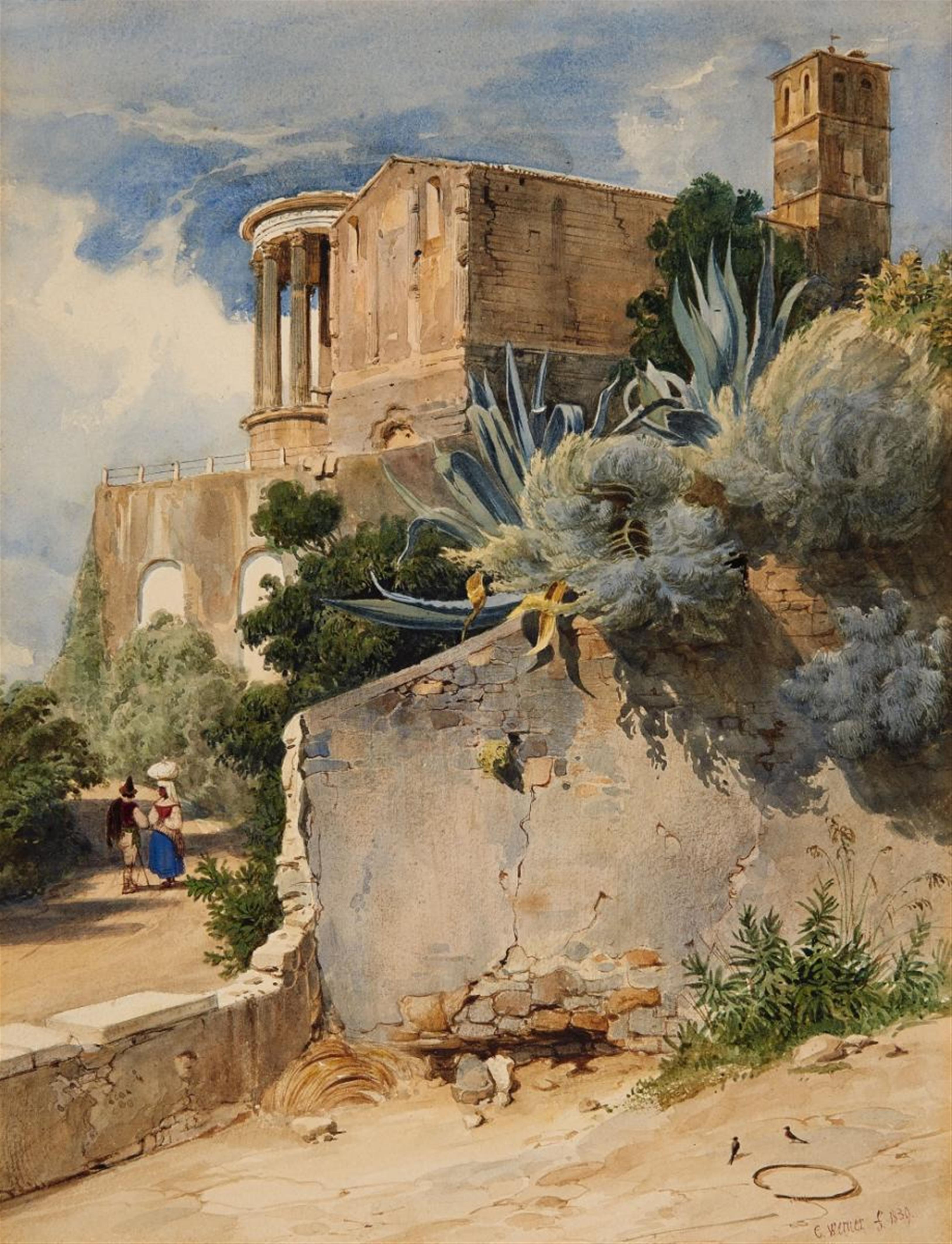 Carl Werner - A VIEW OF THE TEMPLE OF THE TIBURTINE SIBYL IN TIVOLI - image-1