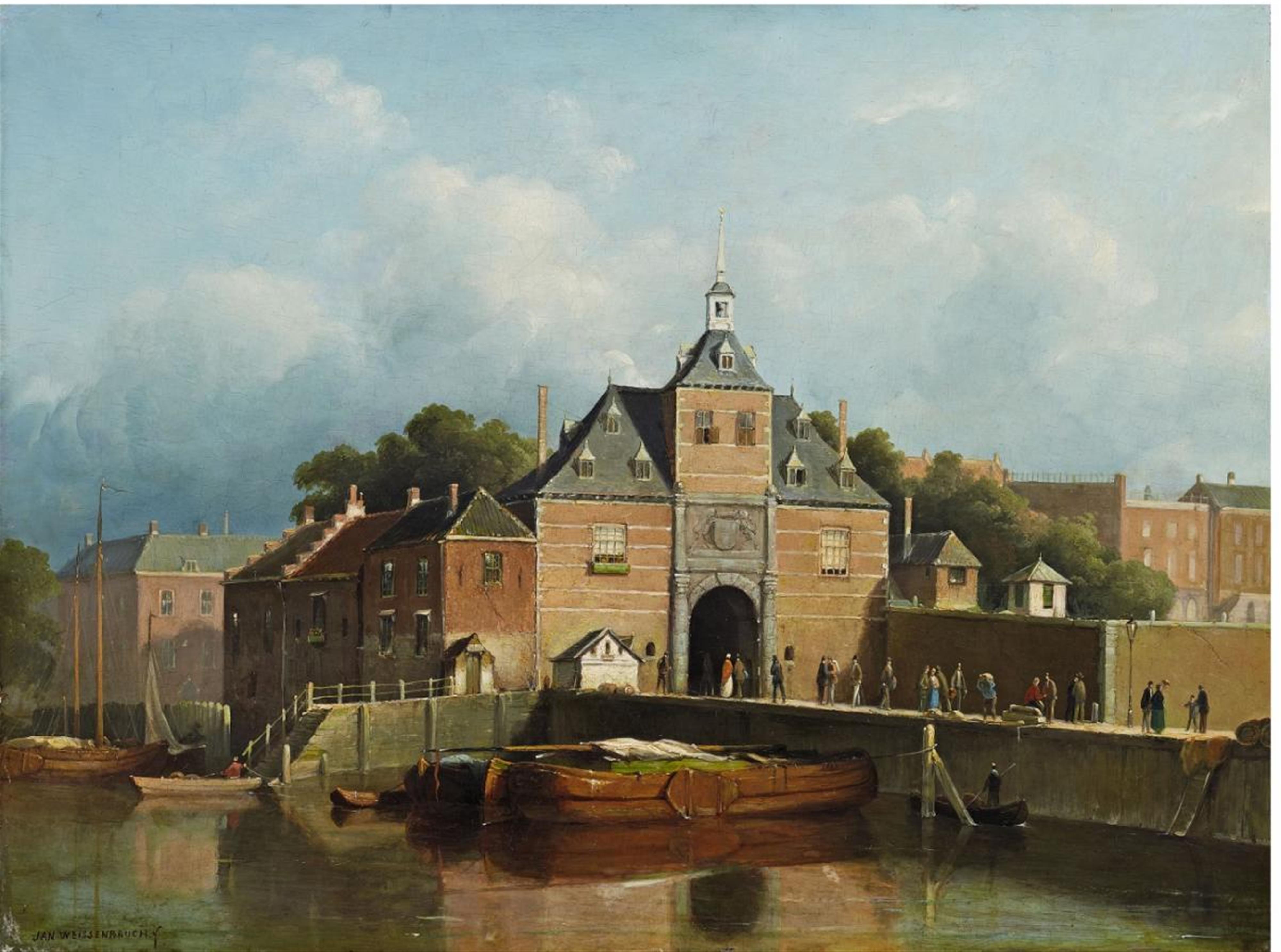 Jan Weissenbruch - A VIEW OF A CITY GATE - image-1