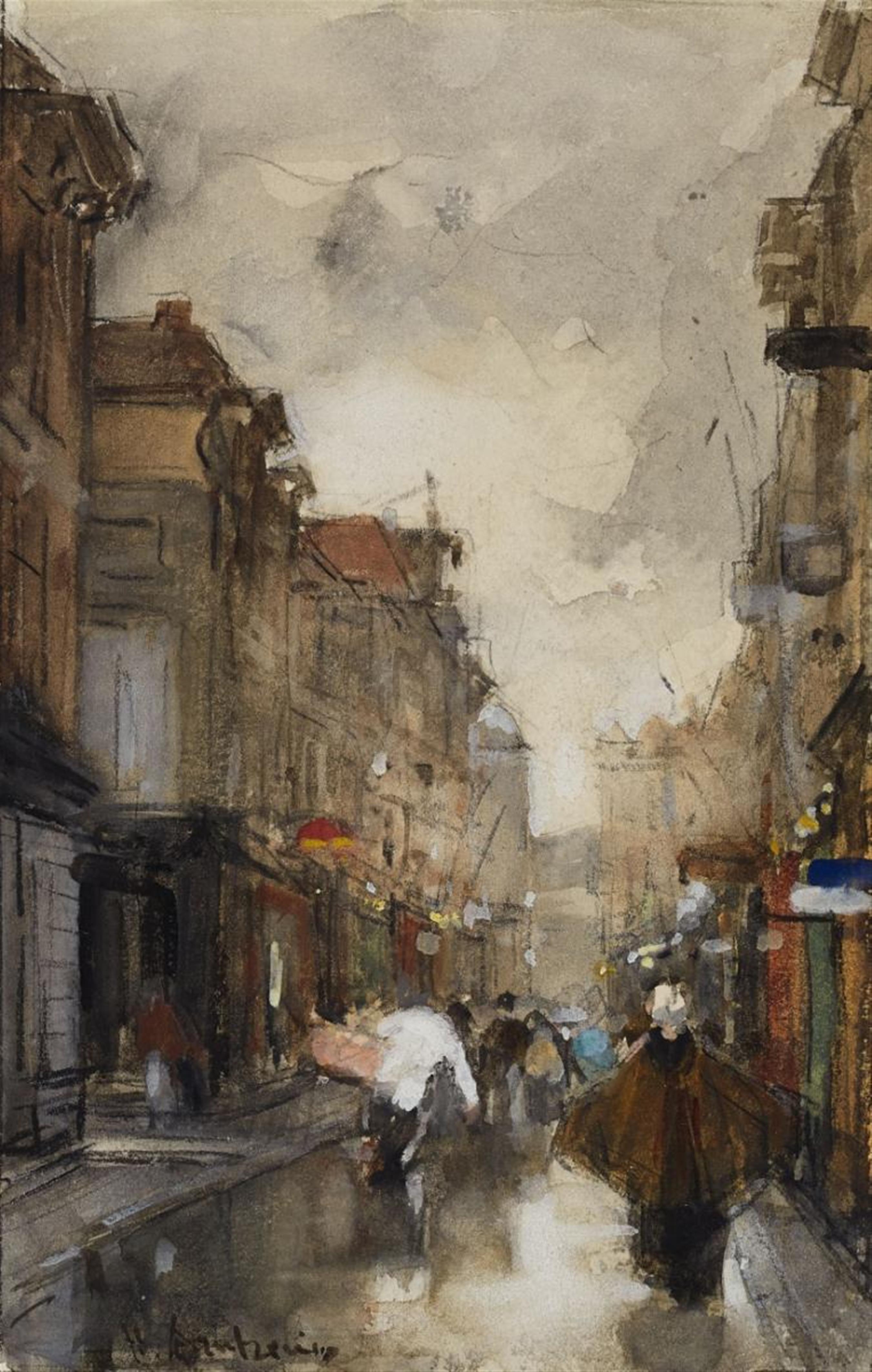 Floris Arntzenius - A STREET IN THE HAGUE AFTER THE RAIN - image-1