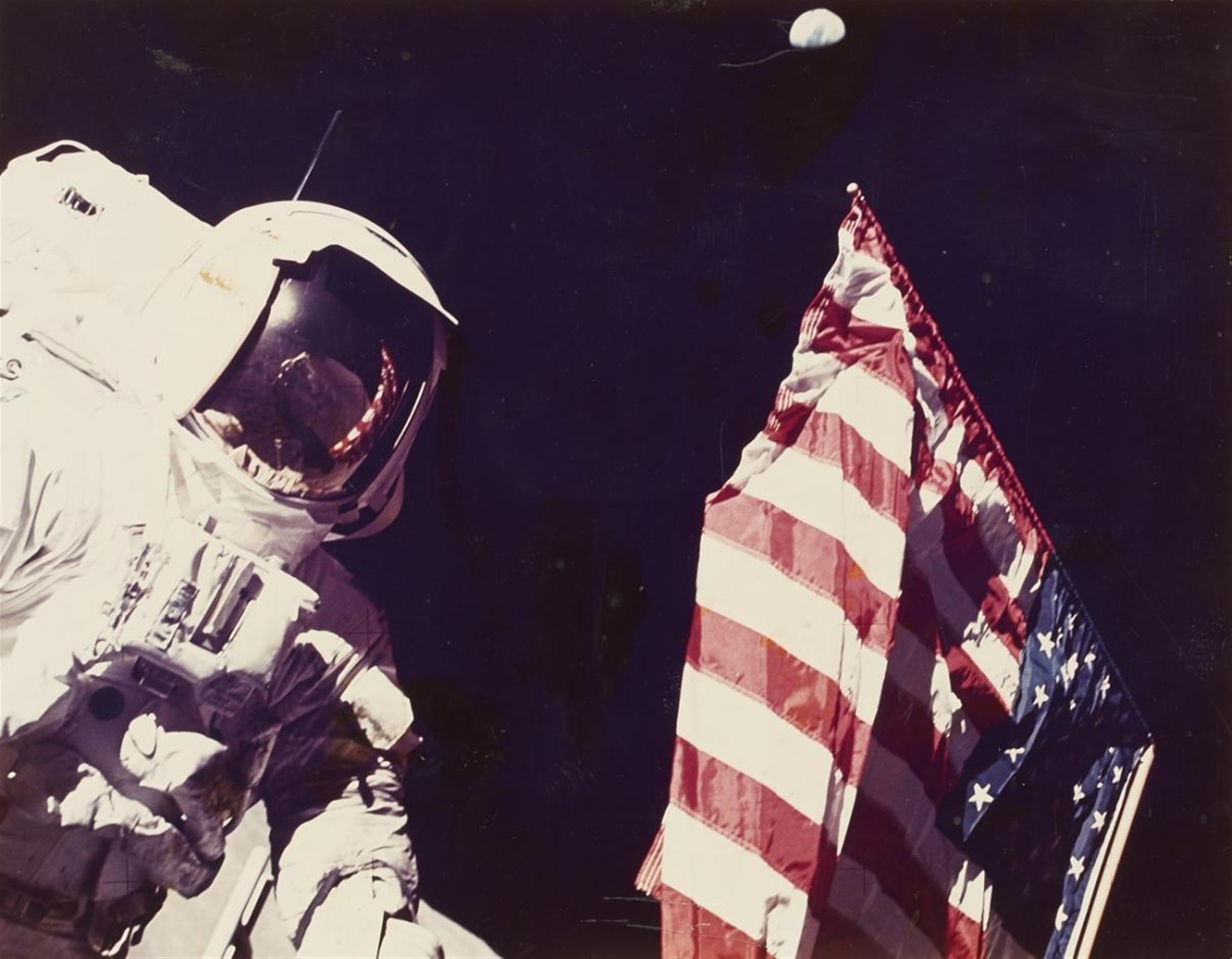 NASA - Harrison H. Schmitt next to the United States flag, Apollo 17 - image-1