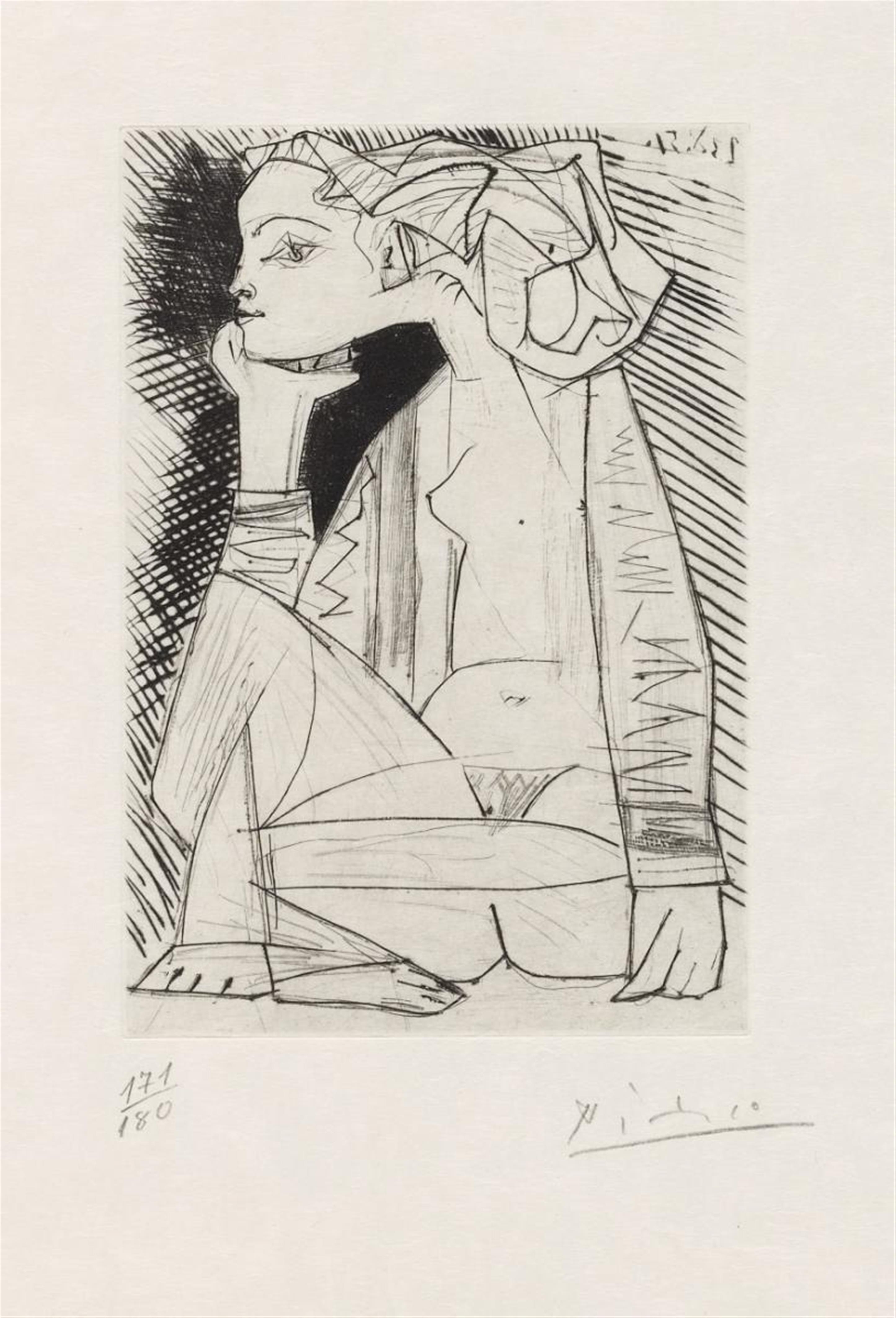 Pablo Picasso - Femme assise en Tailleur: Geneviève Laporte - image-1