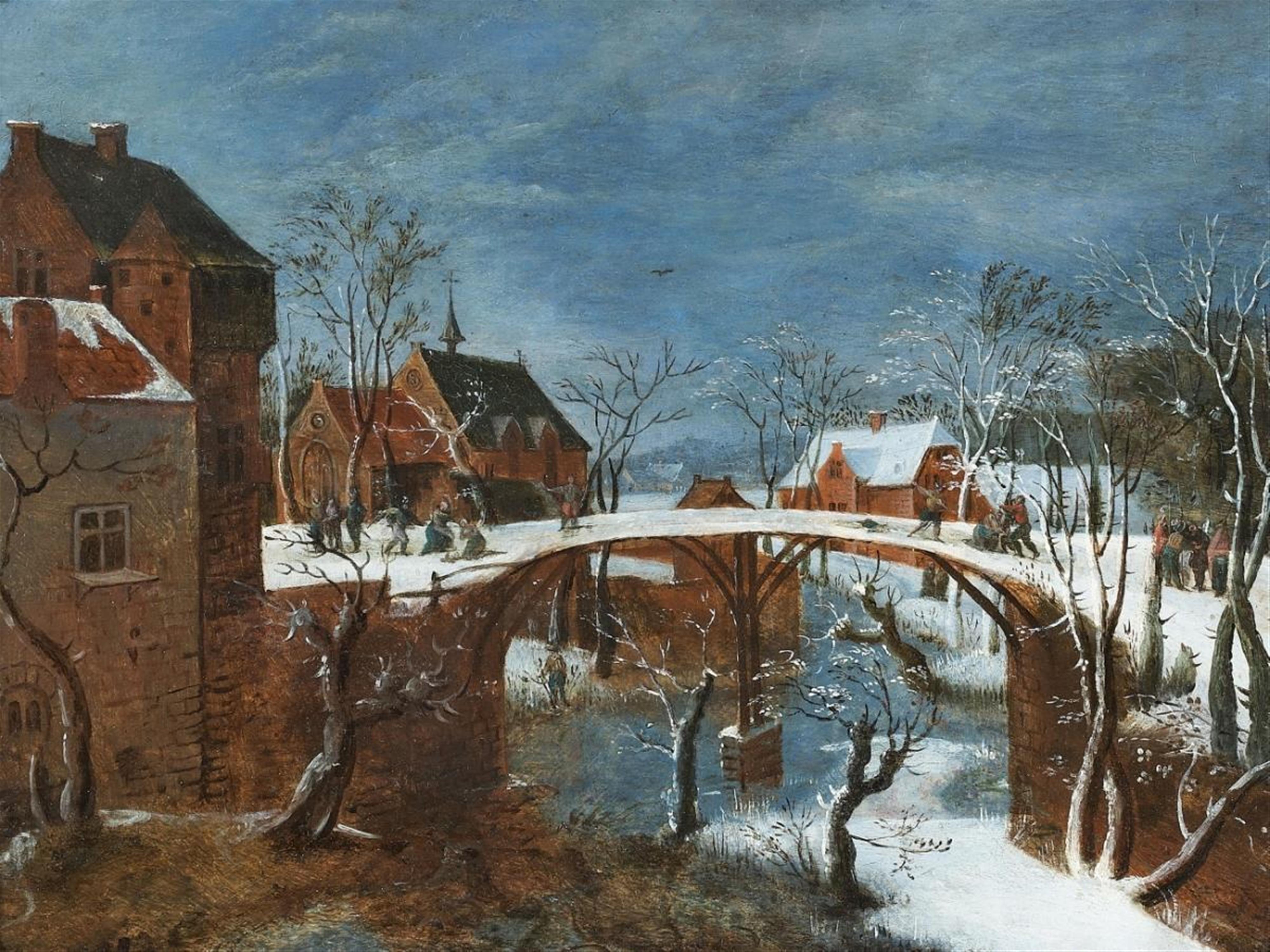 Flemish School, ca. 1600 - A Village in Winter - image-1