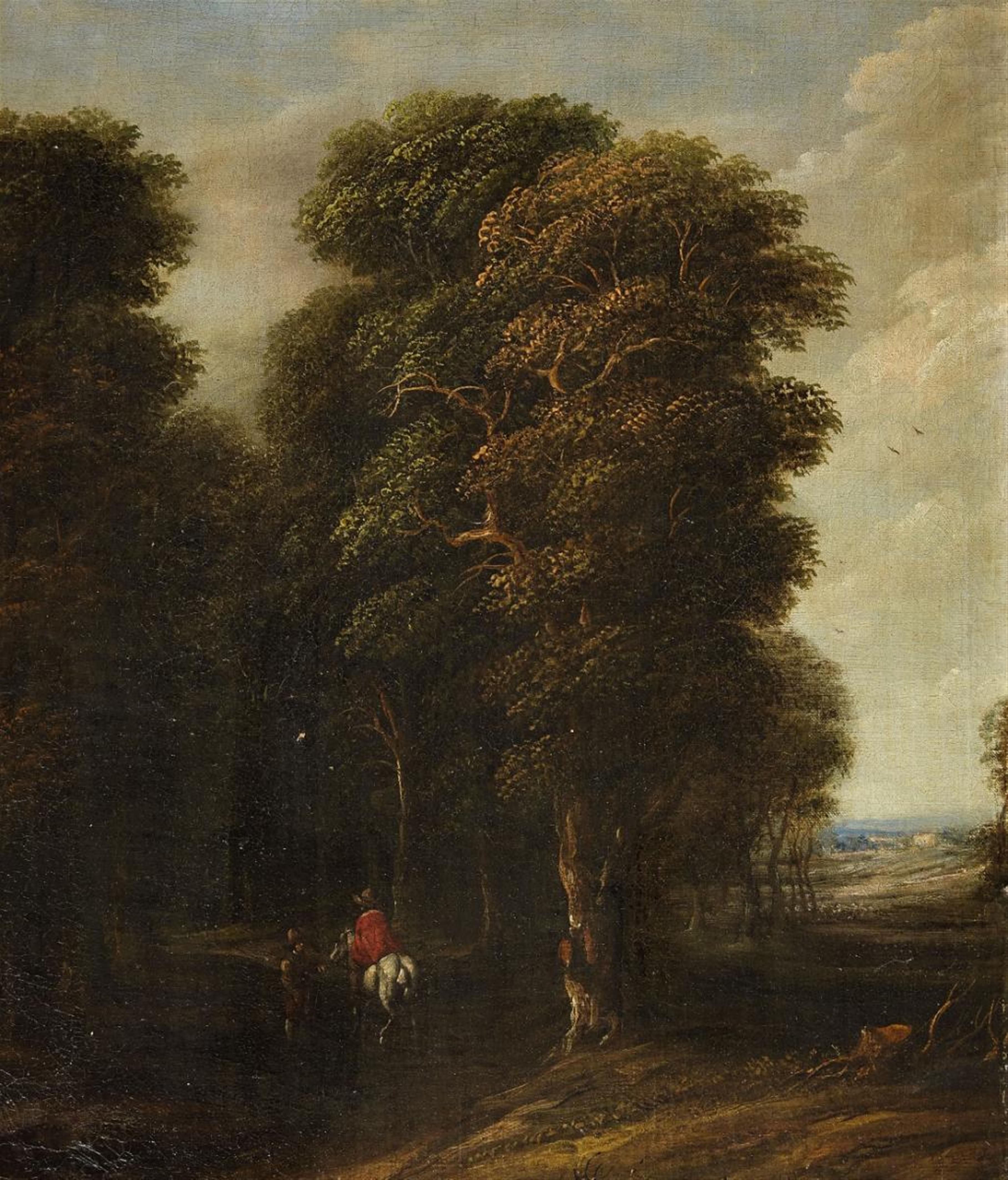 Cornelis Gael - Wooded Landscape with a Rider - image-1