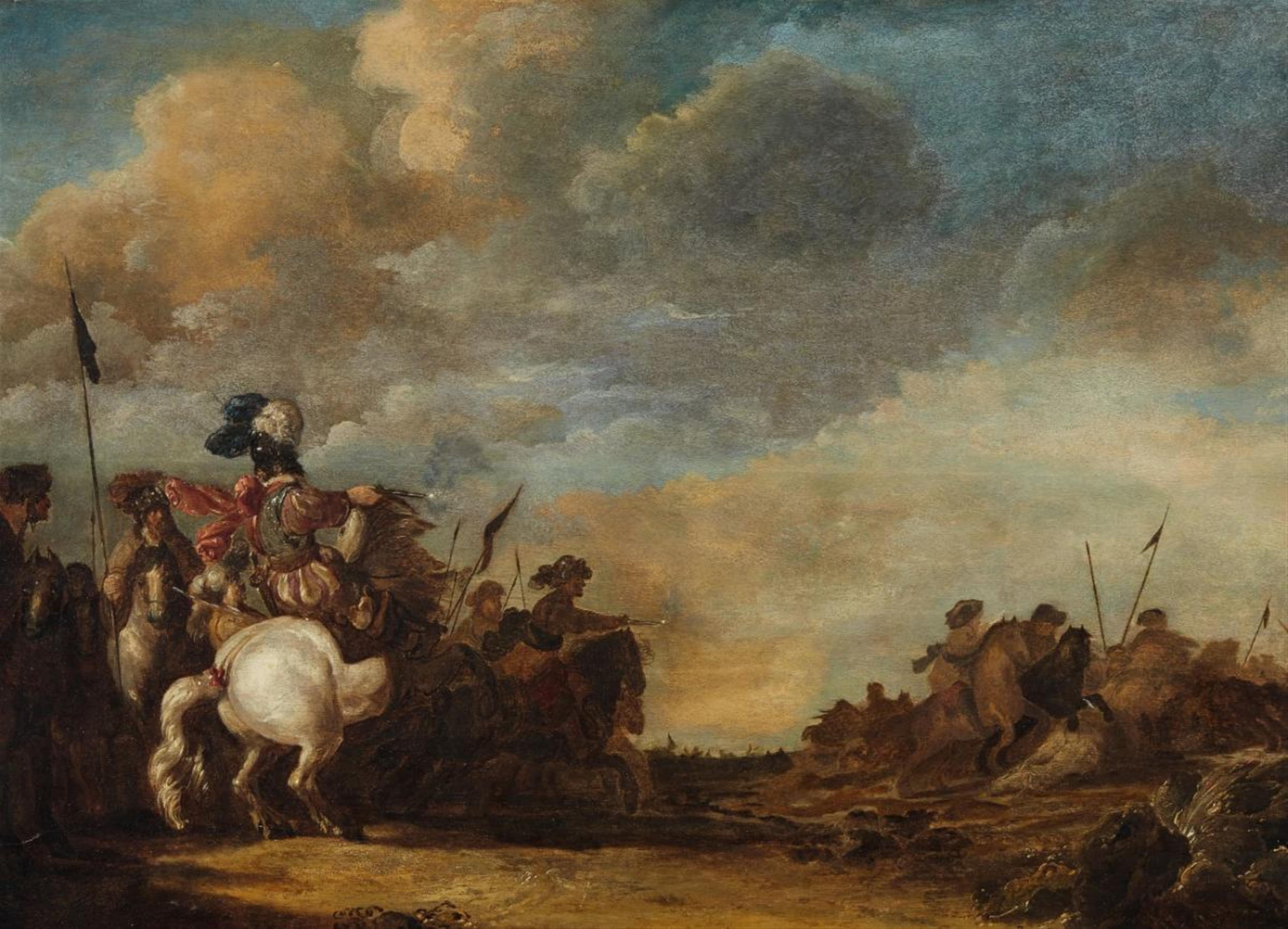 Jan van Huchtenburgh, attributed to - Landscape with Battle Scene - image-2