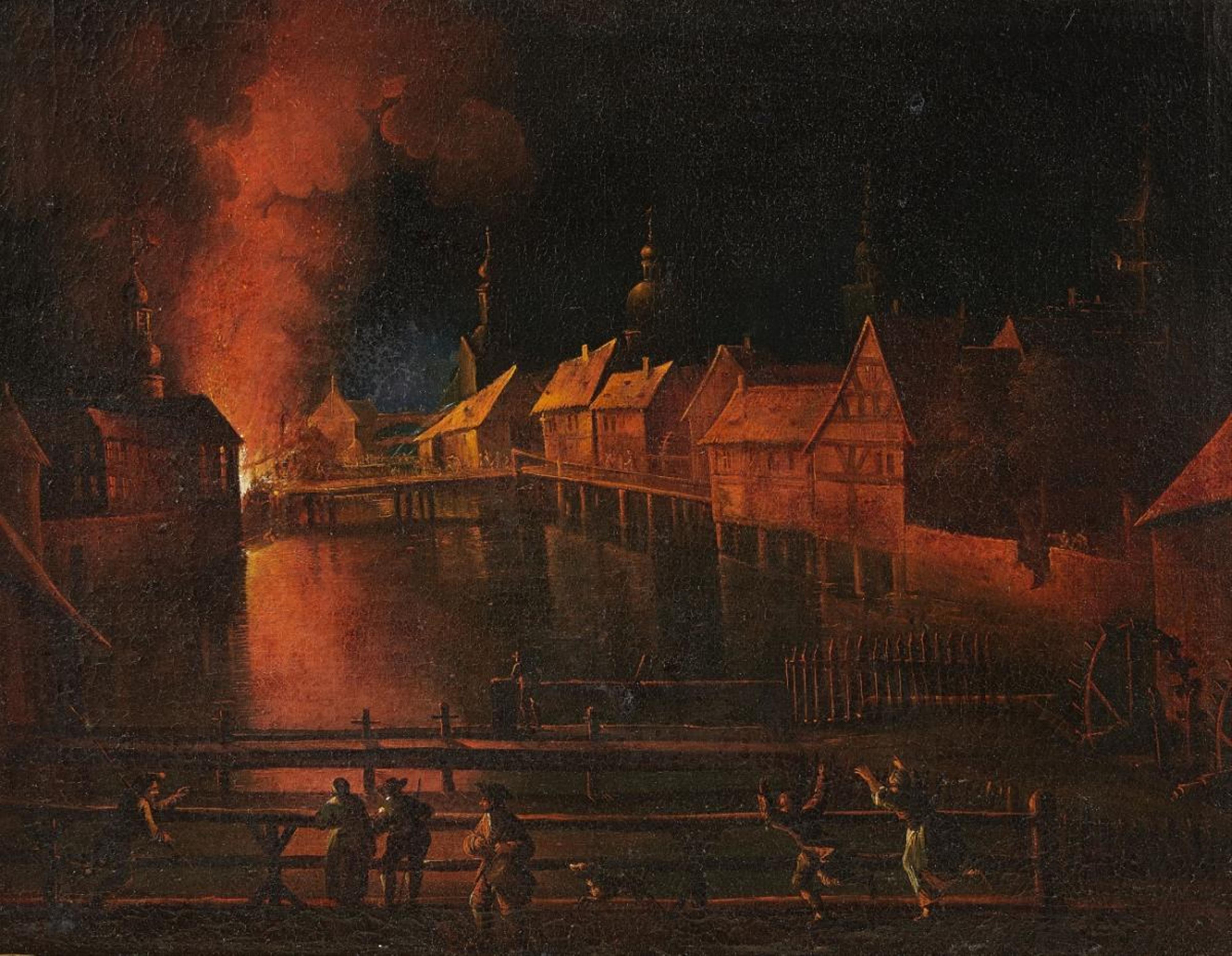 Netherlandish School of the 17th century - Burning City - image-1