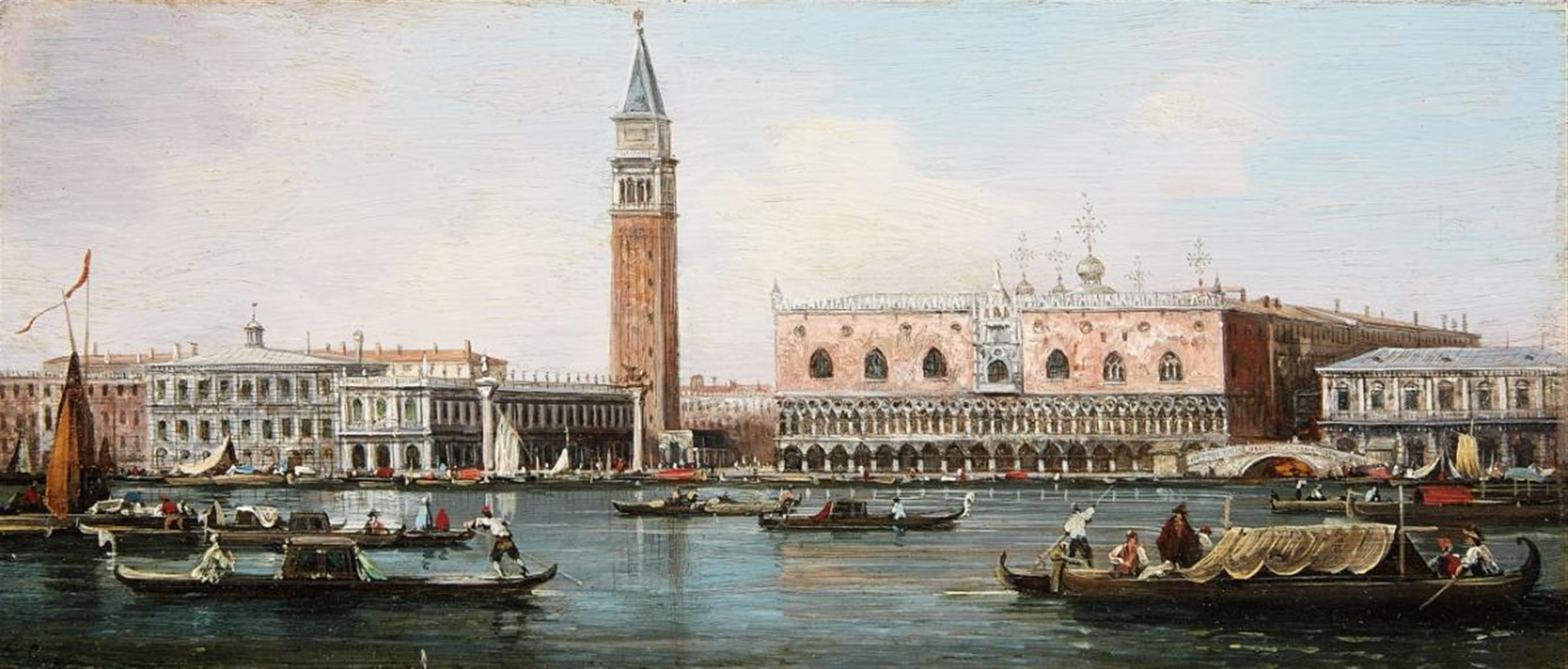 Antonio Canal, genannt Canaletto, Nachfolger - Blick von der Lagune auf den Dogenpalast und die Piazzetta Blick von der Lagune auf San Giorgio Maggiore - image-1
