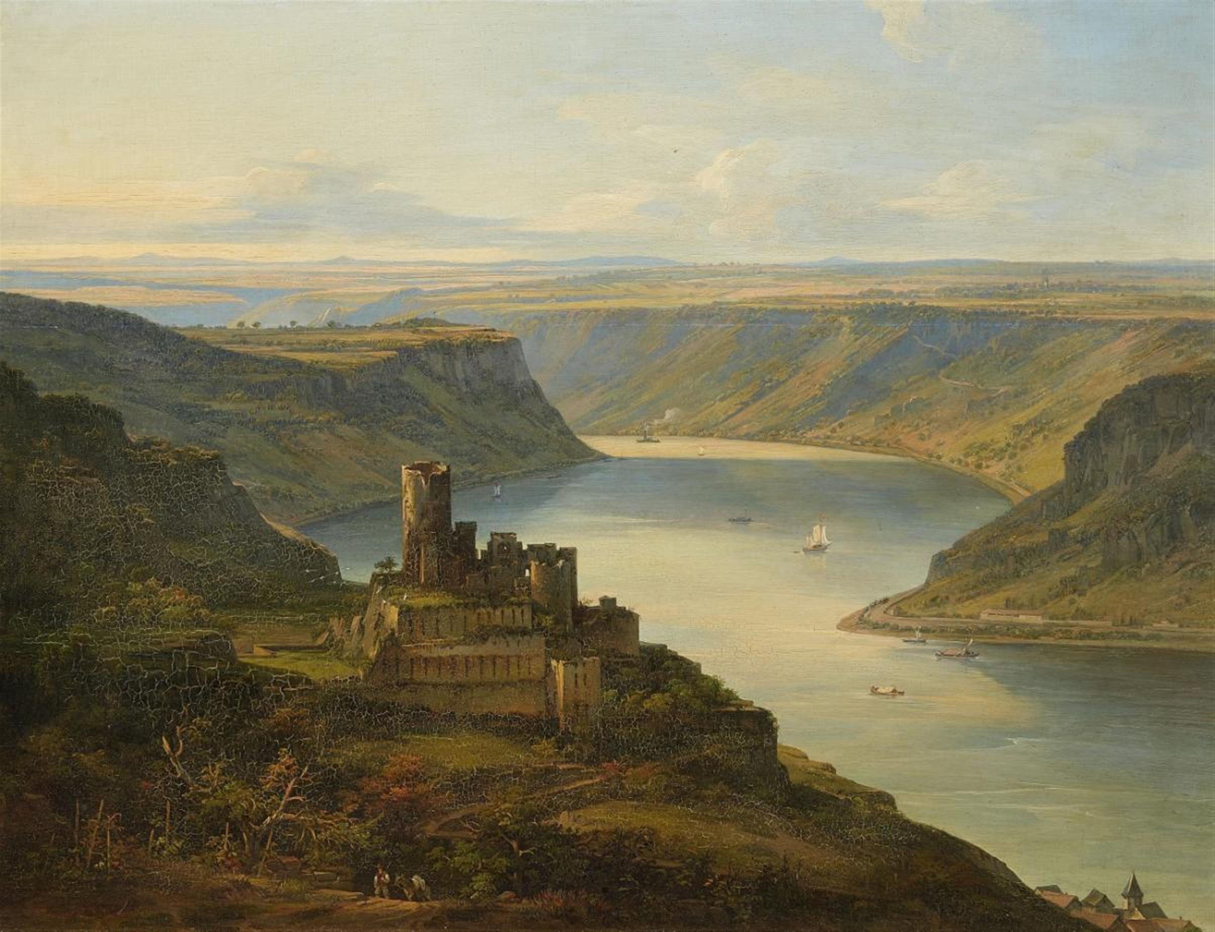 Johann Jakob Diezler, attributed to - View of Maus Castle and the Loreley - image-1