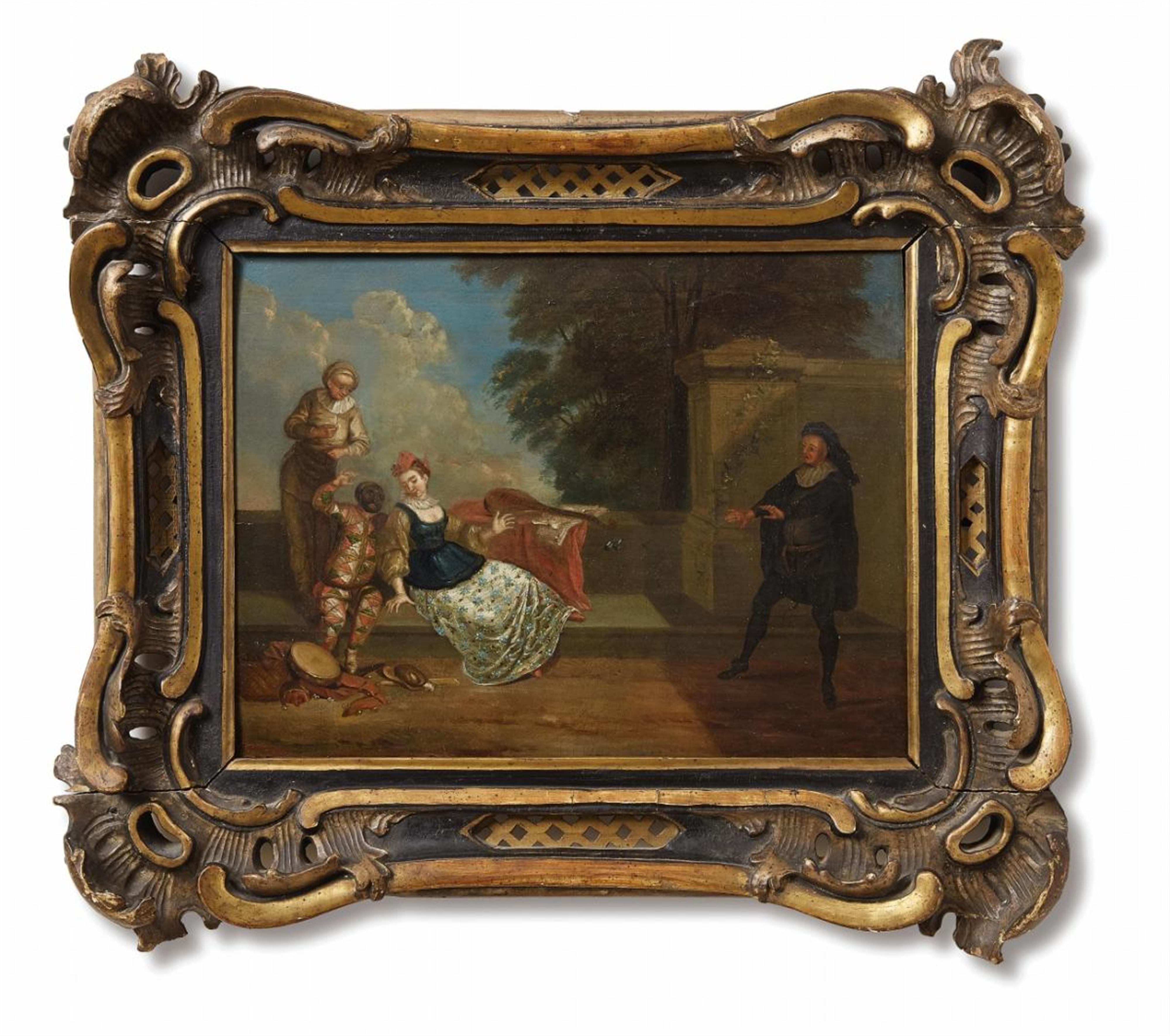 German School of the 18th century - Two Scenes with Figures from the Commedia dell’arte - image-1