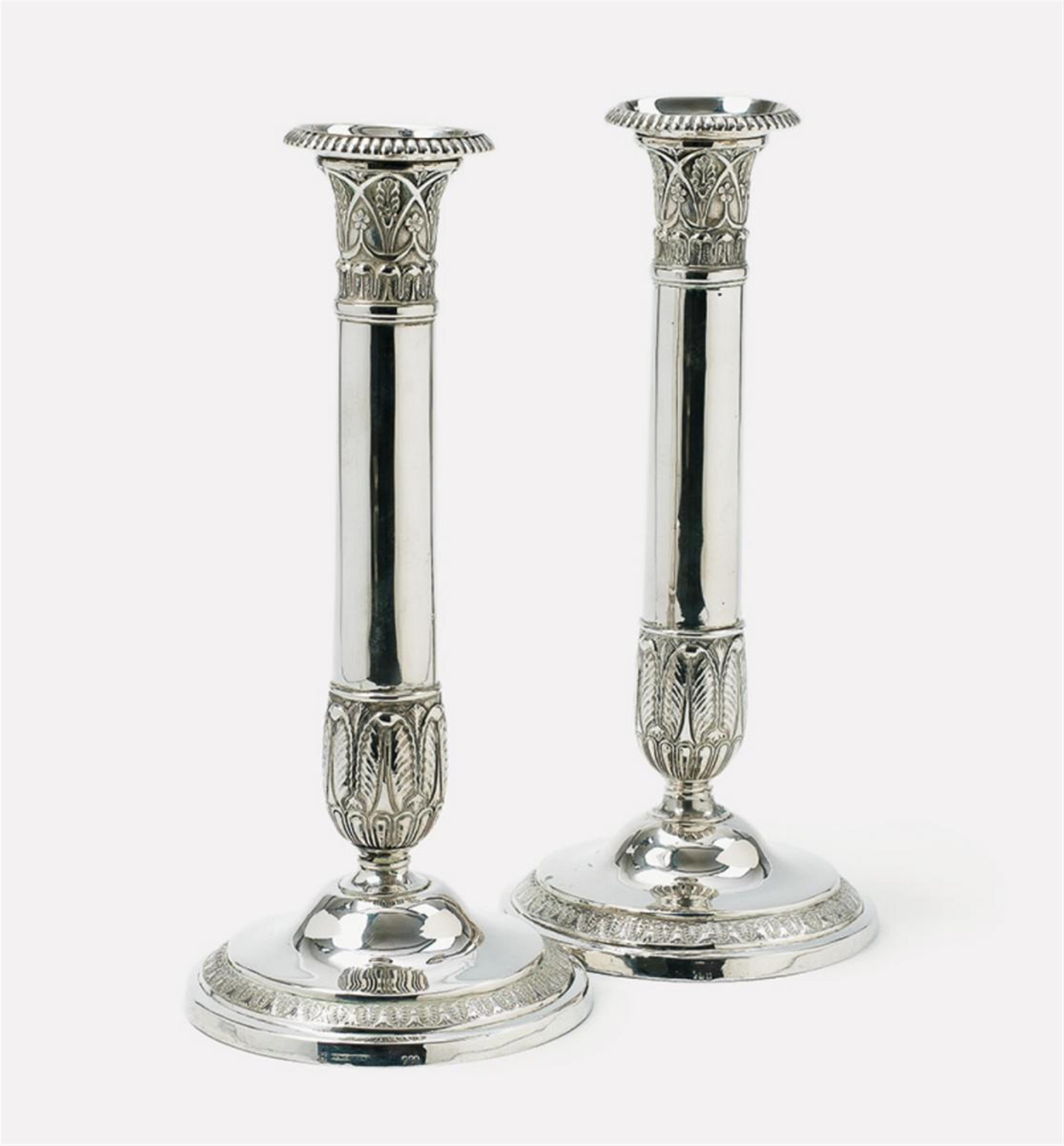 A pair of Hanau candlesticks. Marks of Johann Daniel Christian Schleissner, 1830. - image-2