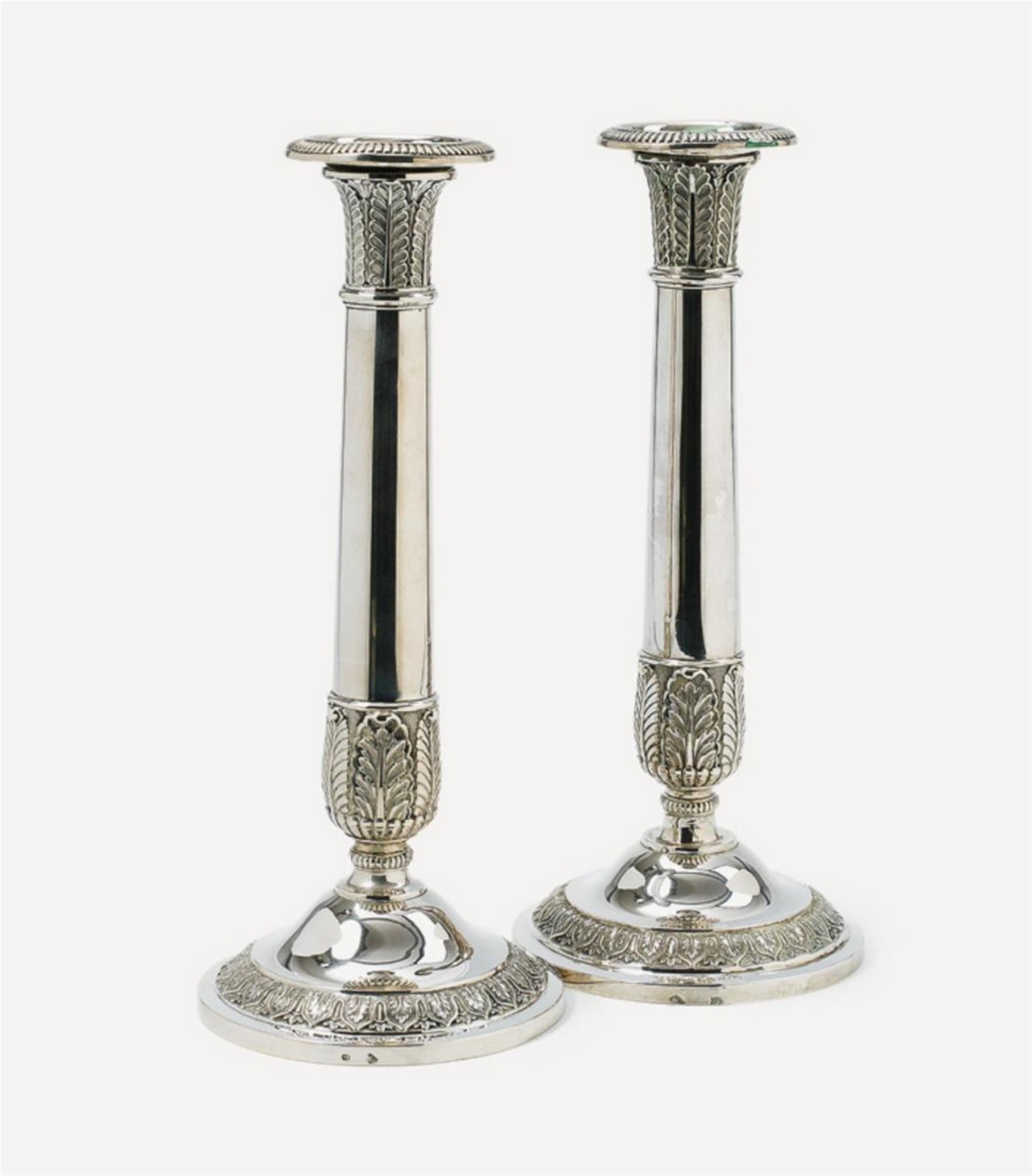 A pair of silver candlesticks. Illegible maker's mark. Probably Hesse ca. 1820 - 30. - image-2