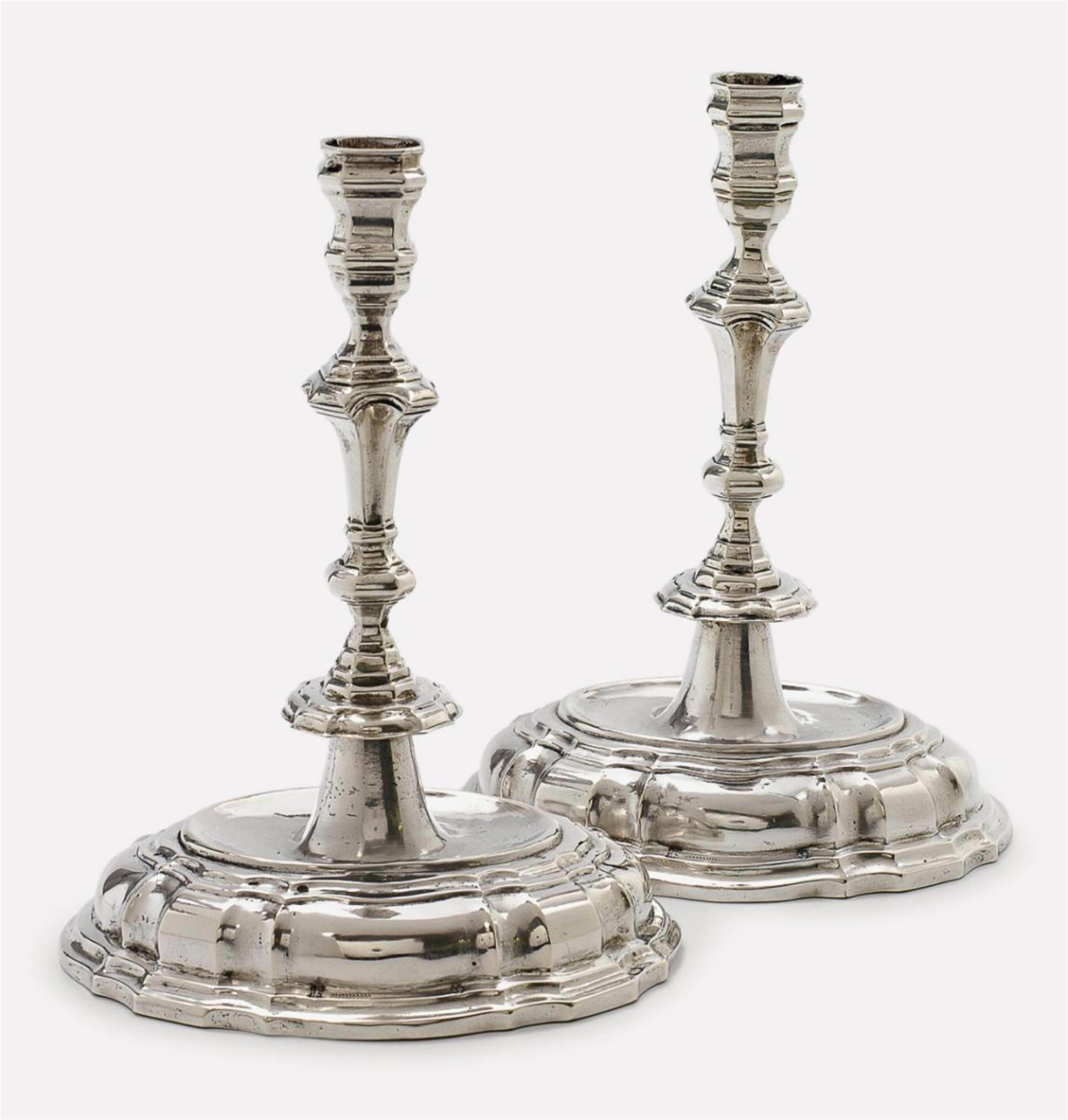 A pair of silver candlesticks. Marks of Johann George Pfister, Neisse 1731. - image-2
