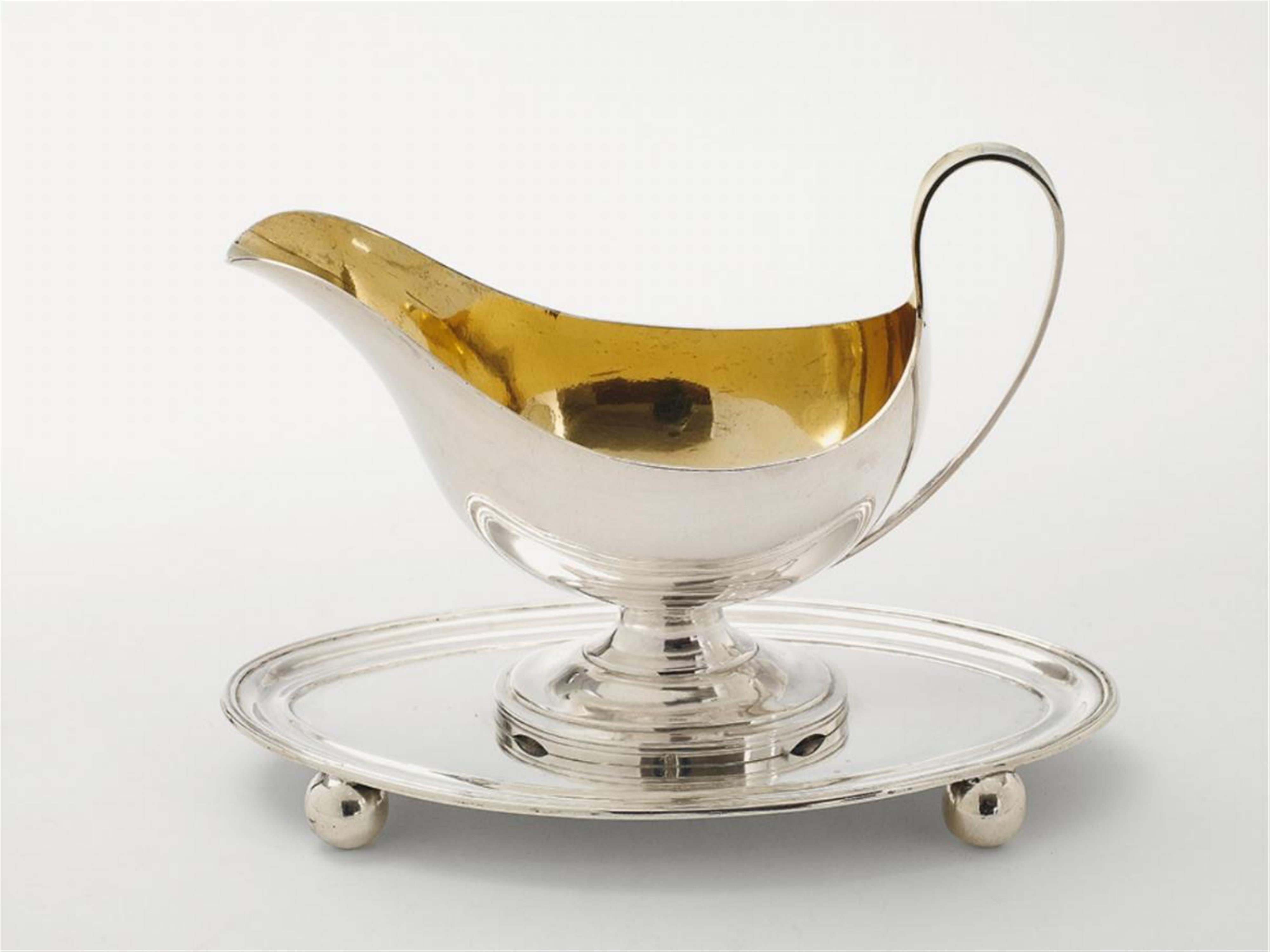 A Belgian silver partially gilt sauce boat. Marks of Kortrijk, Karel-Philip Ovyn, 1814 - 31. - image-1