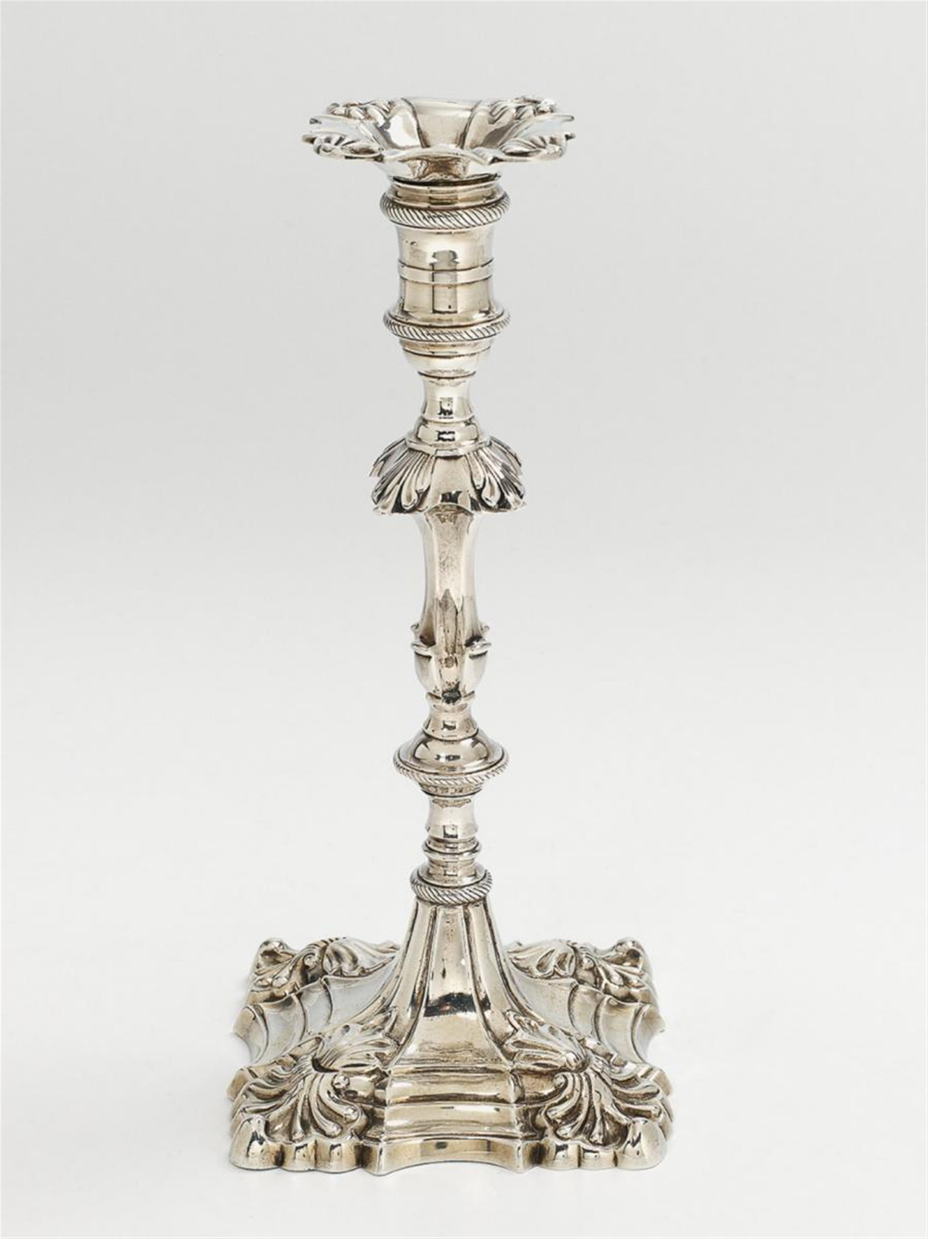 A George III London silver candlestick. Illegible maker's mark, 1762. - image-1