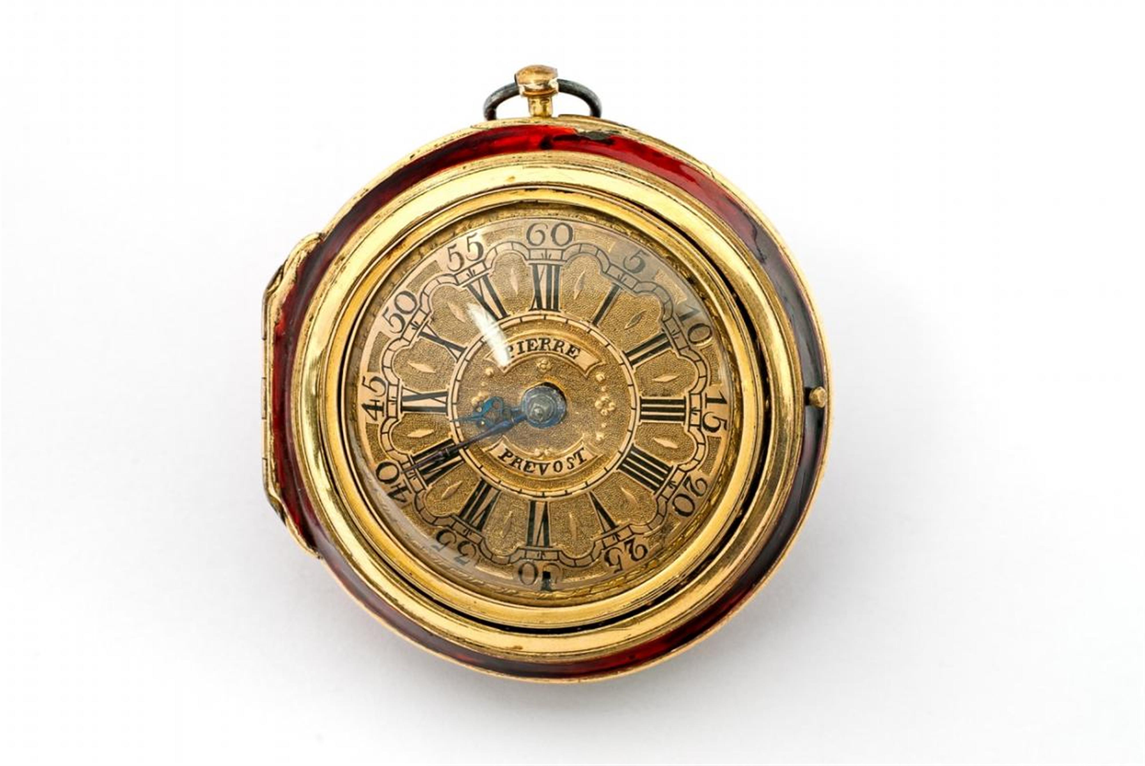 A Parisian Louis XV triple cased tortoiseshell and gold openface verge watch. - image-4