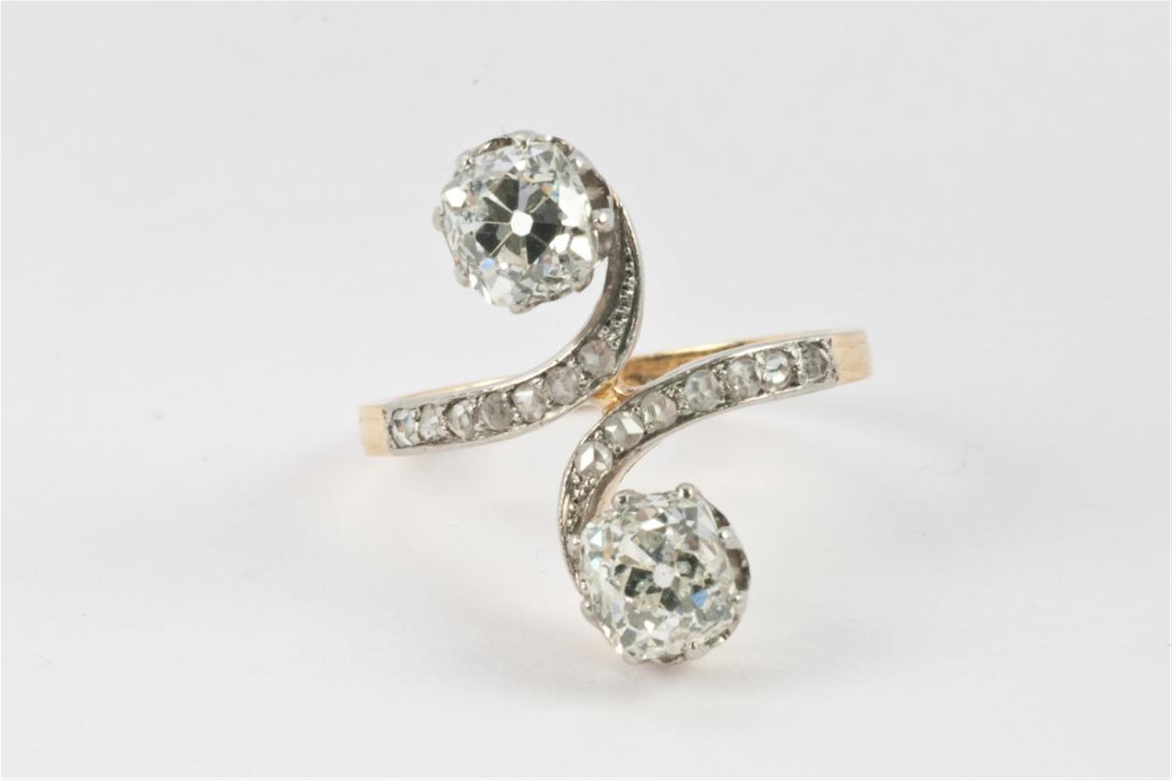 A Belle Epoque 18 ct gold and diamond ring. - image-1